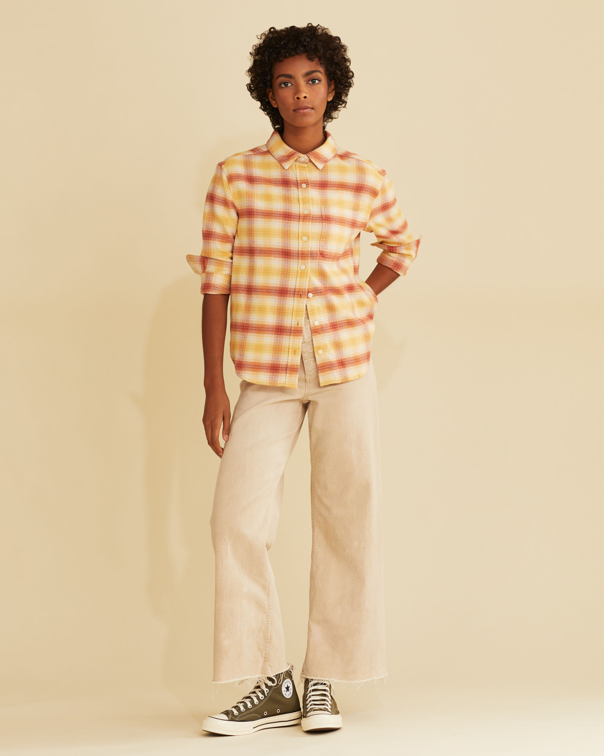 WOMEN'S BOYFRIEND DOUBLE-BRUSHED FLANNEL SHIRT