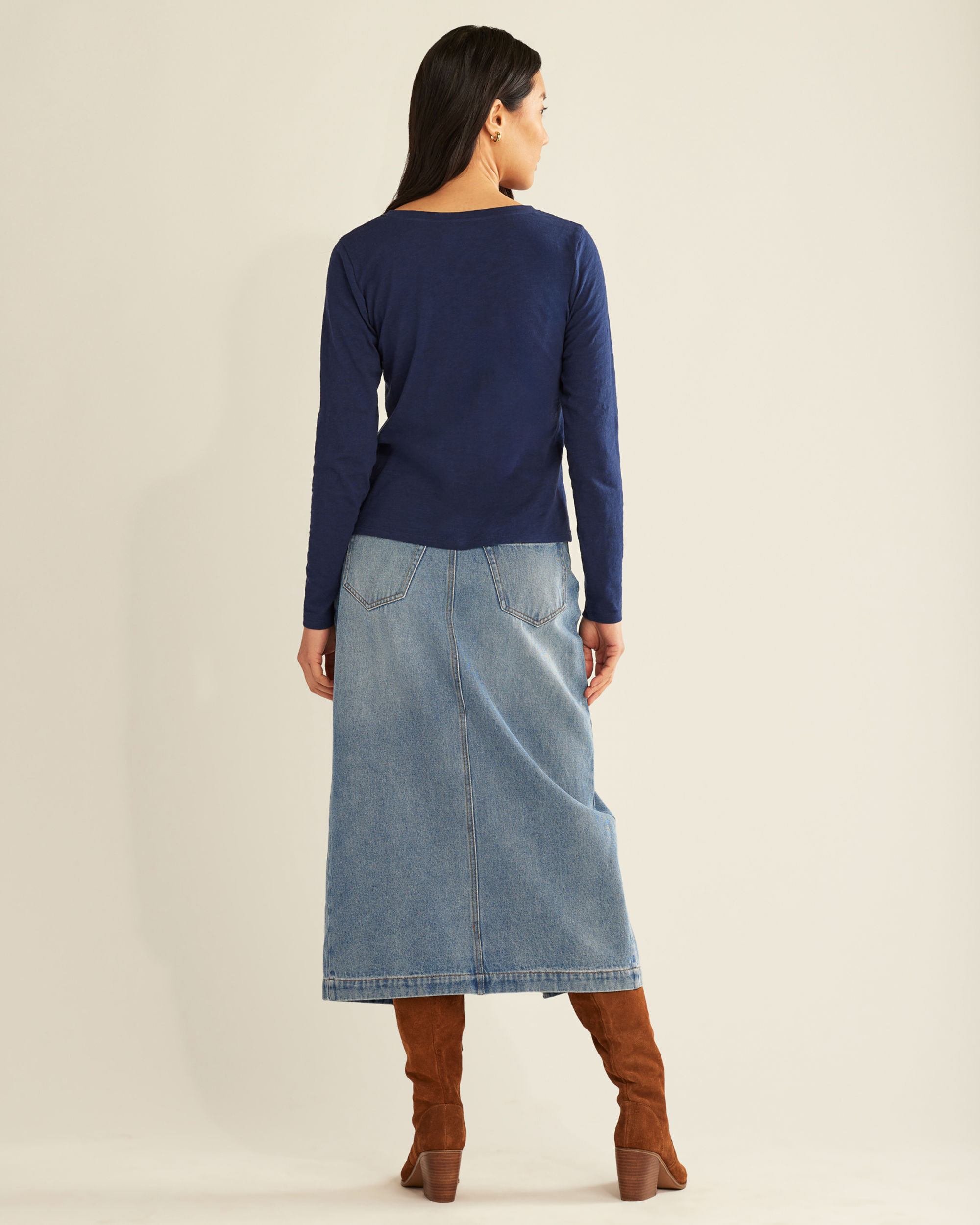 WOMEN'S LONG-SLEEVE COTTON SLUB TEE