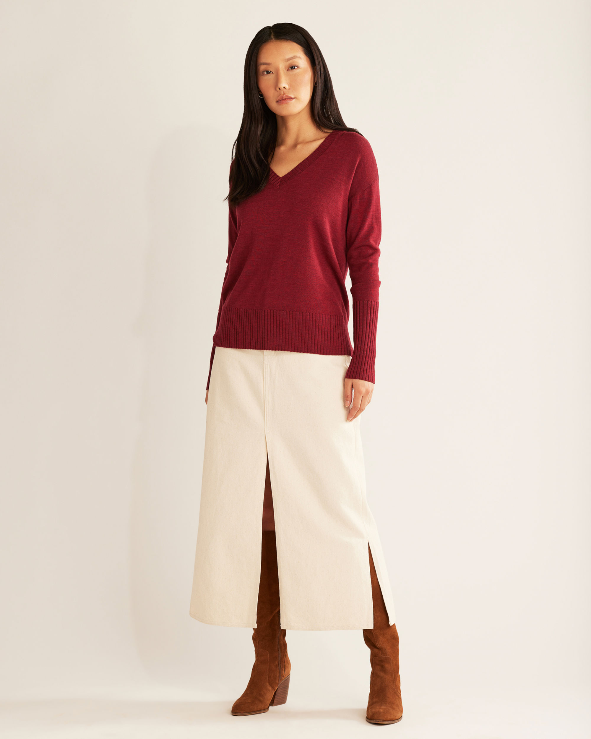 WOMEN'S MERINO V-NECK SWEATER