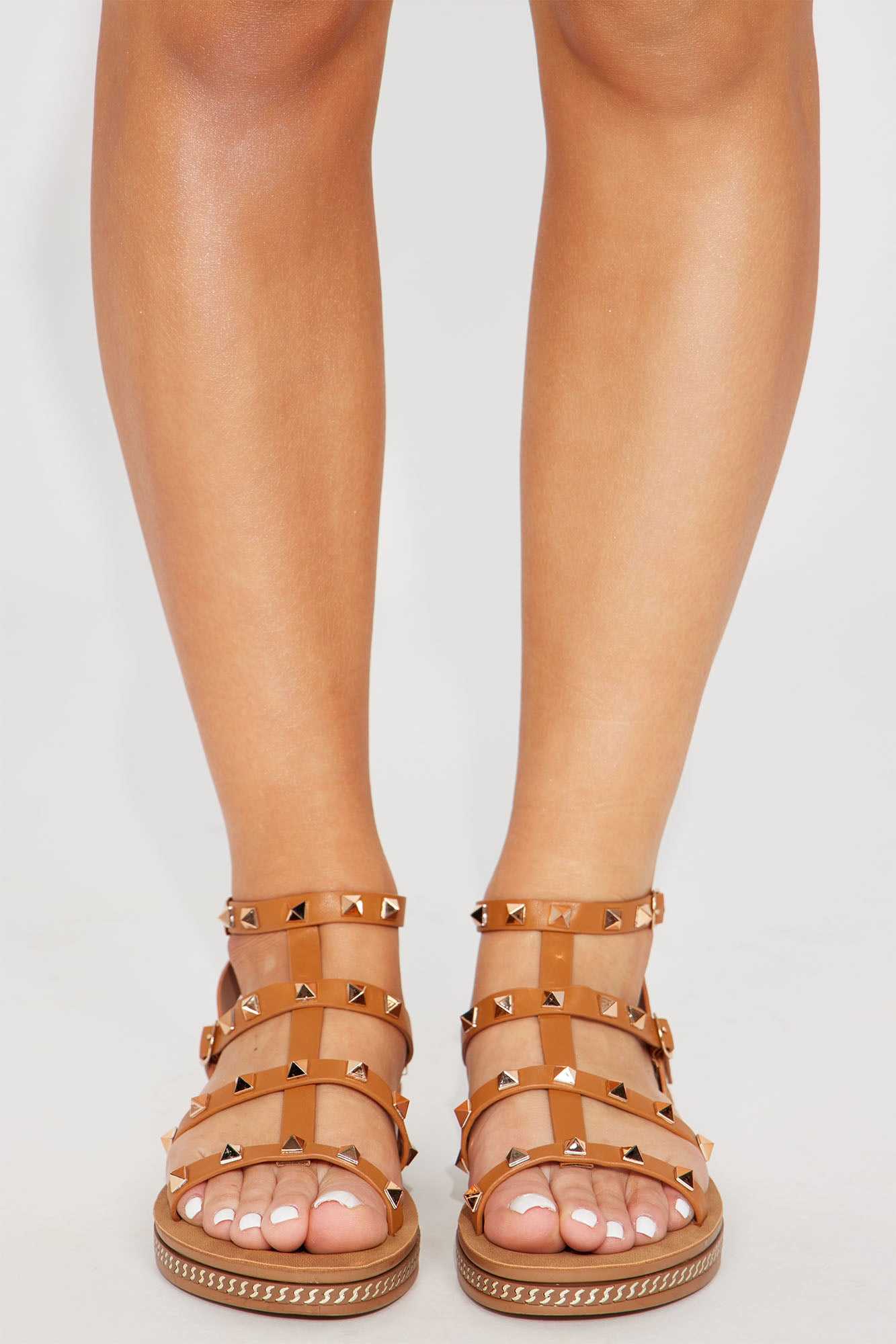 Harlow Studded Strappy Sandals   Tan