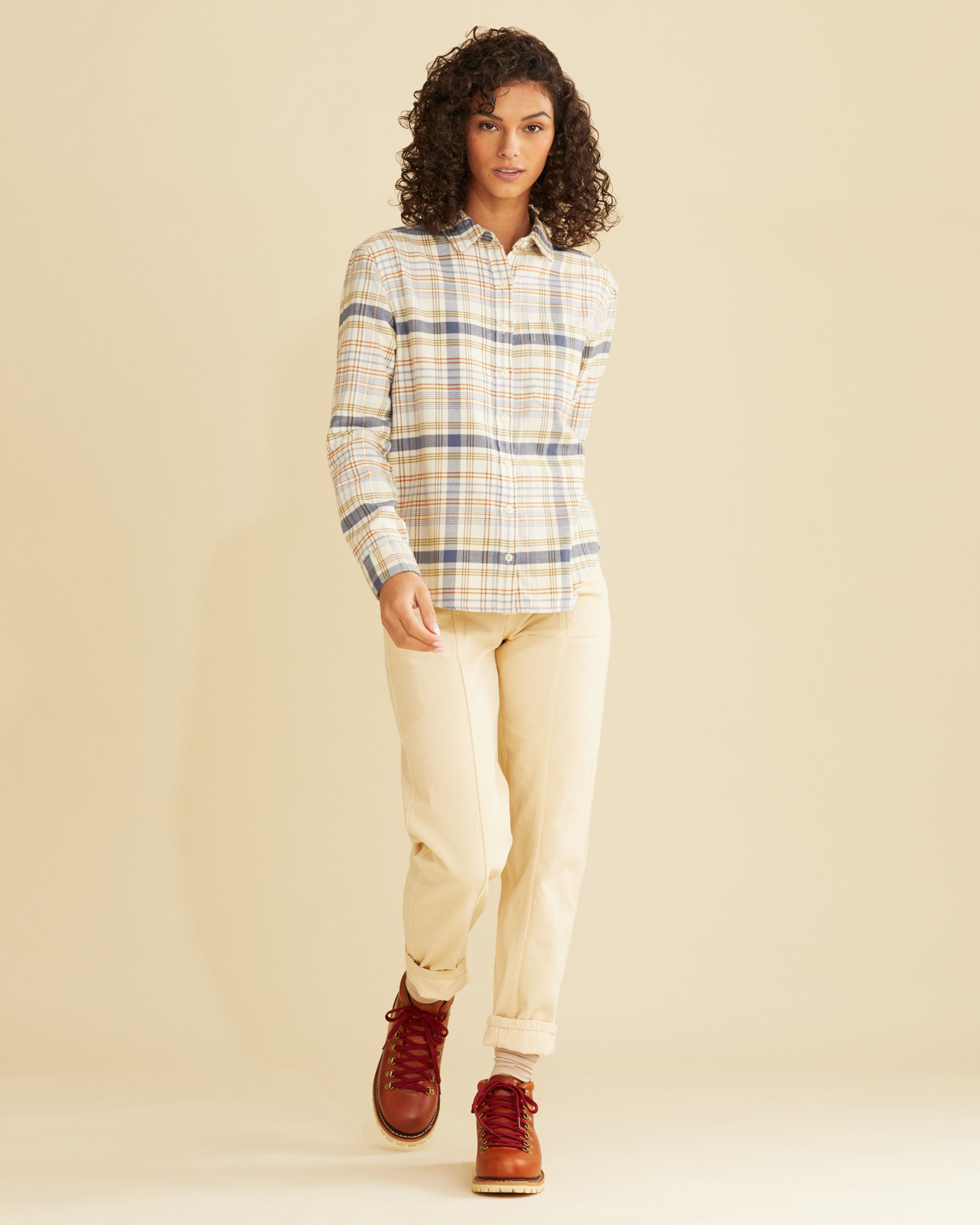 WOMEN'S BOYFRIEND DOUBLE-BRUSHED FLANNEL SHIRT