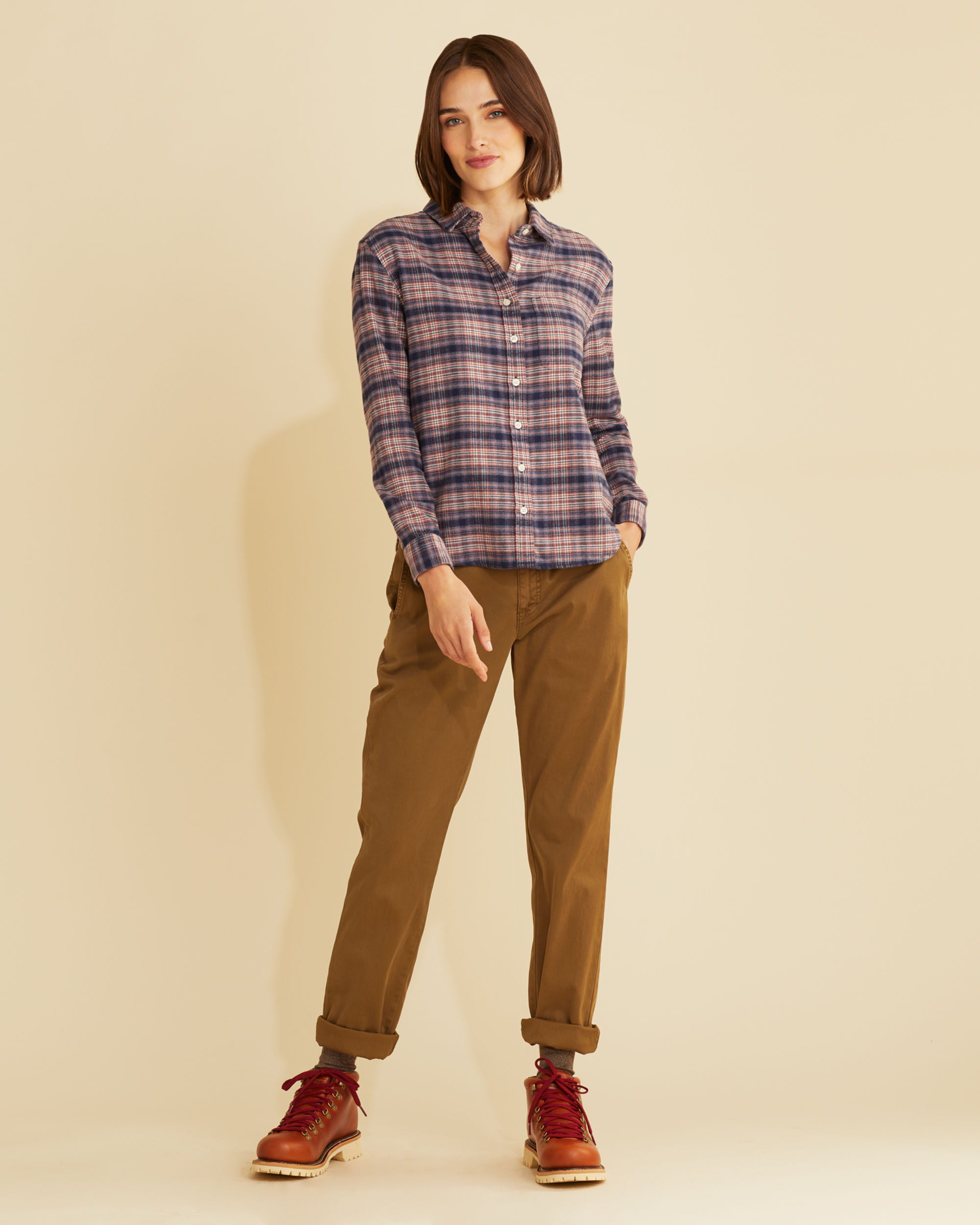 WOMEN'S BOYFRIEND DOUBLE-BRUSHED FLANNEL SHIRT