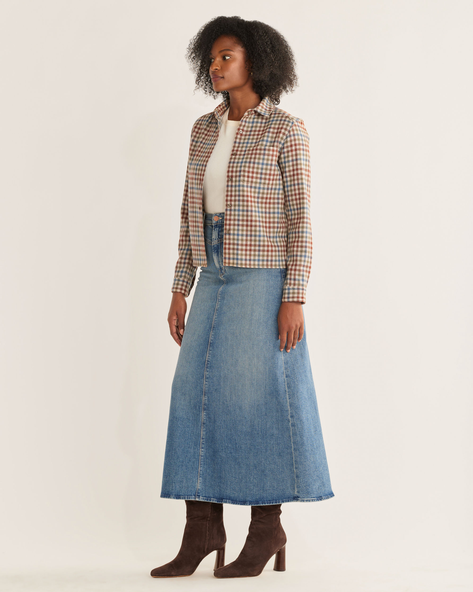 WOMEN'S CROPPED WOOL SHIRT