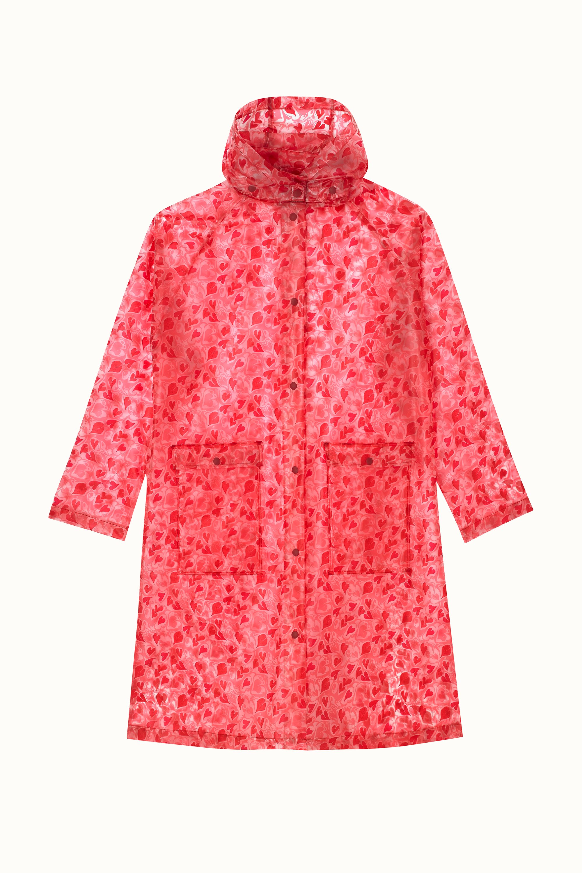 Marble Hearts Ditsy Printed Clear Rain Mac