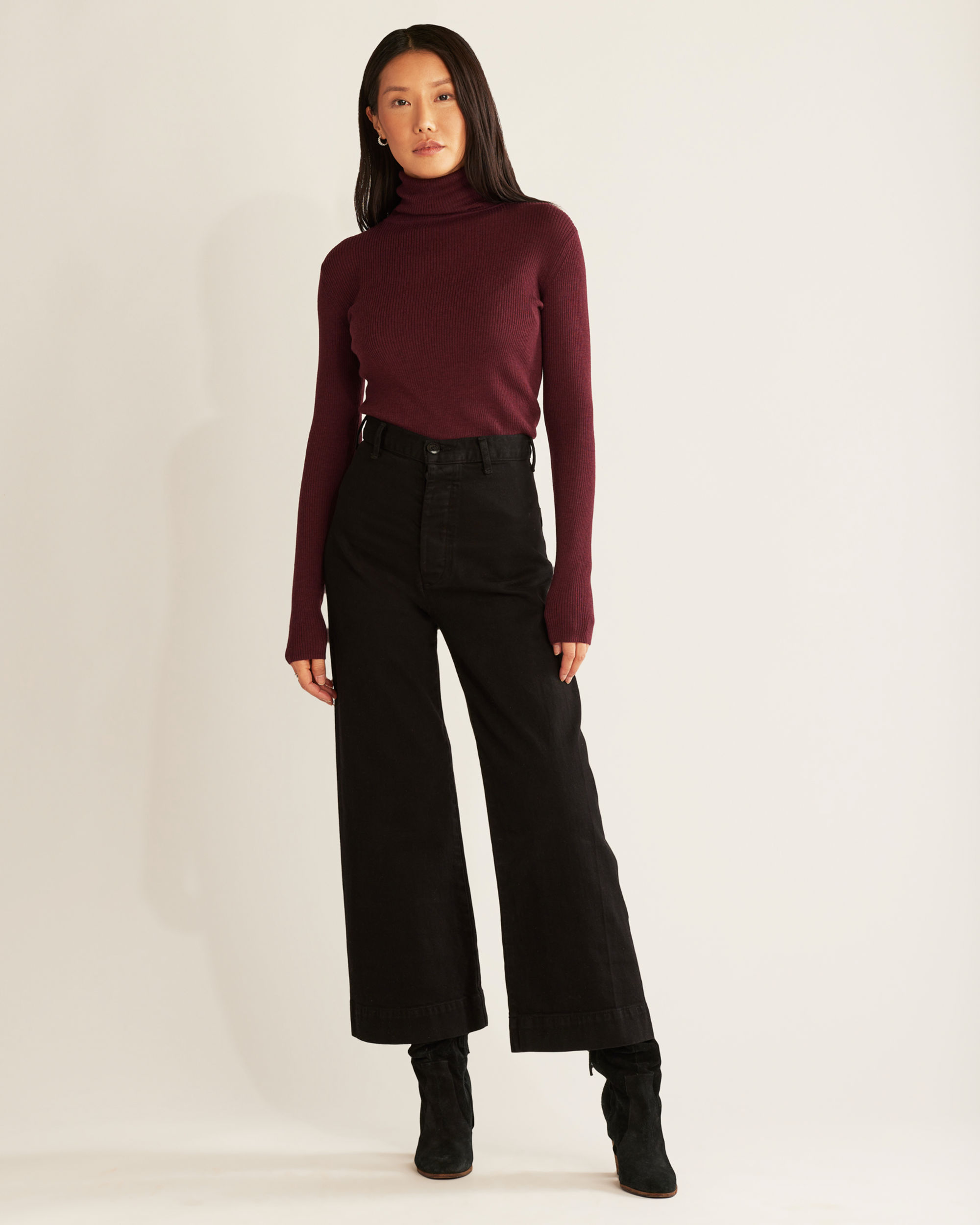 WOMEN'S RIB MERINO TURTLENECK