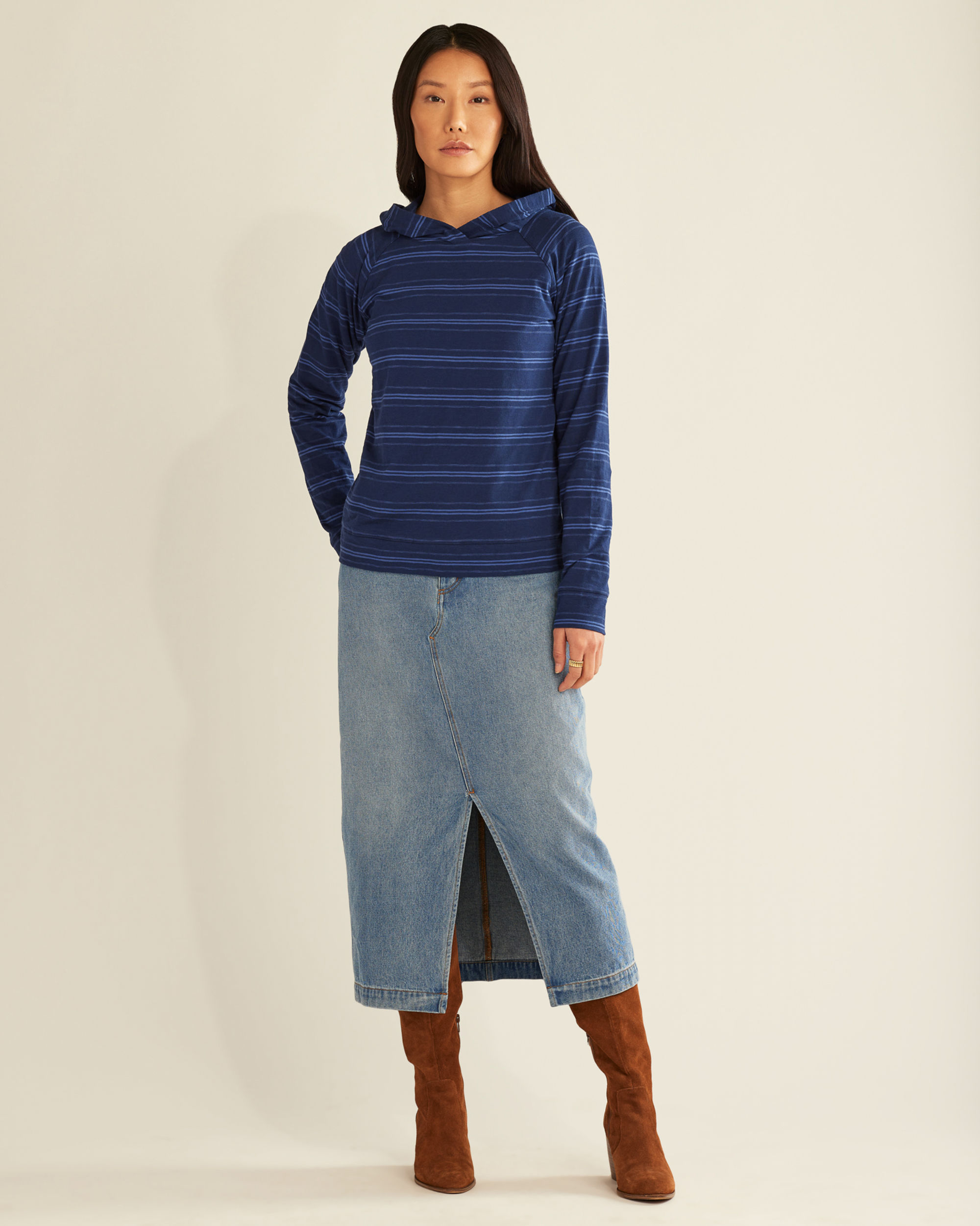 WOMEN'S LONG-SLEEVE COTTON SLUB HENLEY TEE