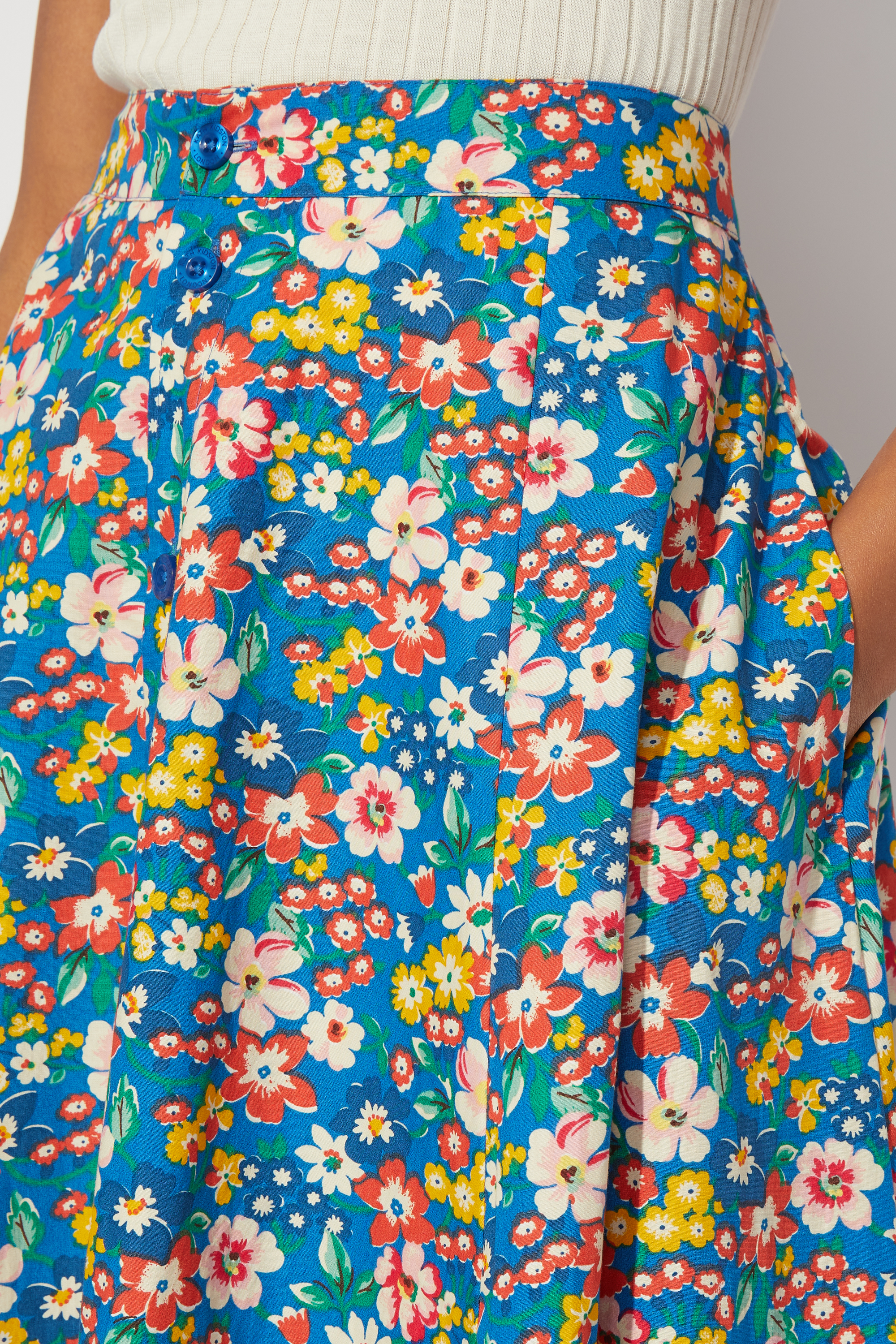 Portland Flowers Button-through Midi Skirt