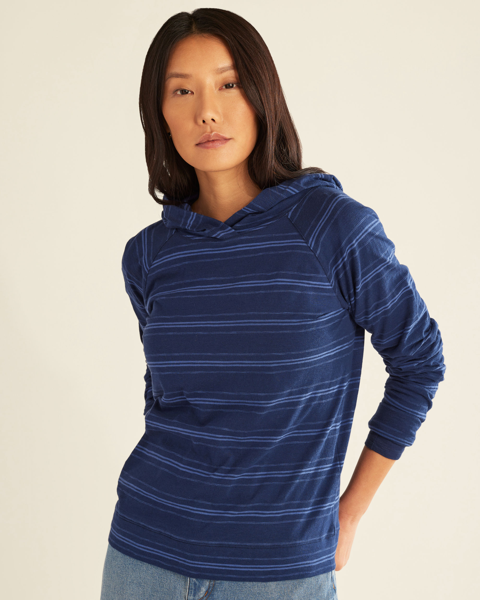 WOMEN'S LONG-SLEEVE COTTON SLUB HENLEY TEE