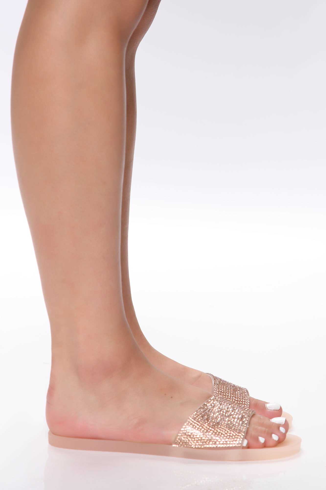 Just Got My Toes Done Flat Sandals   Nude