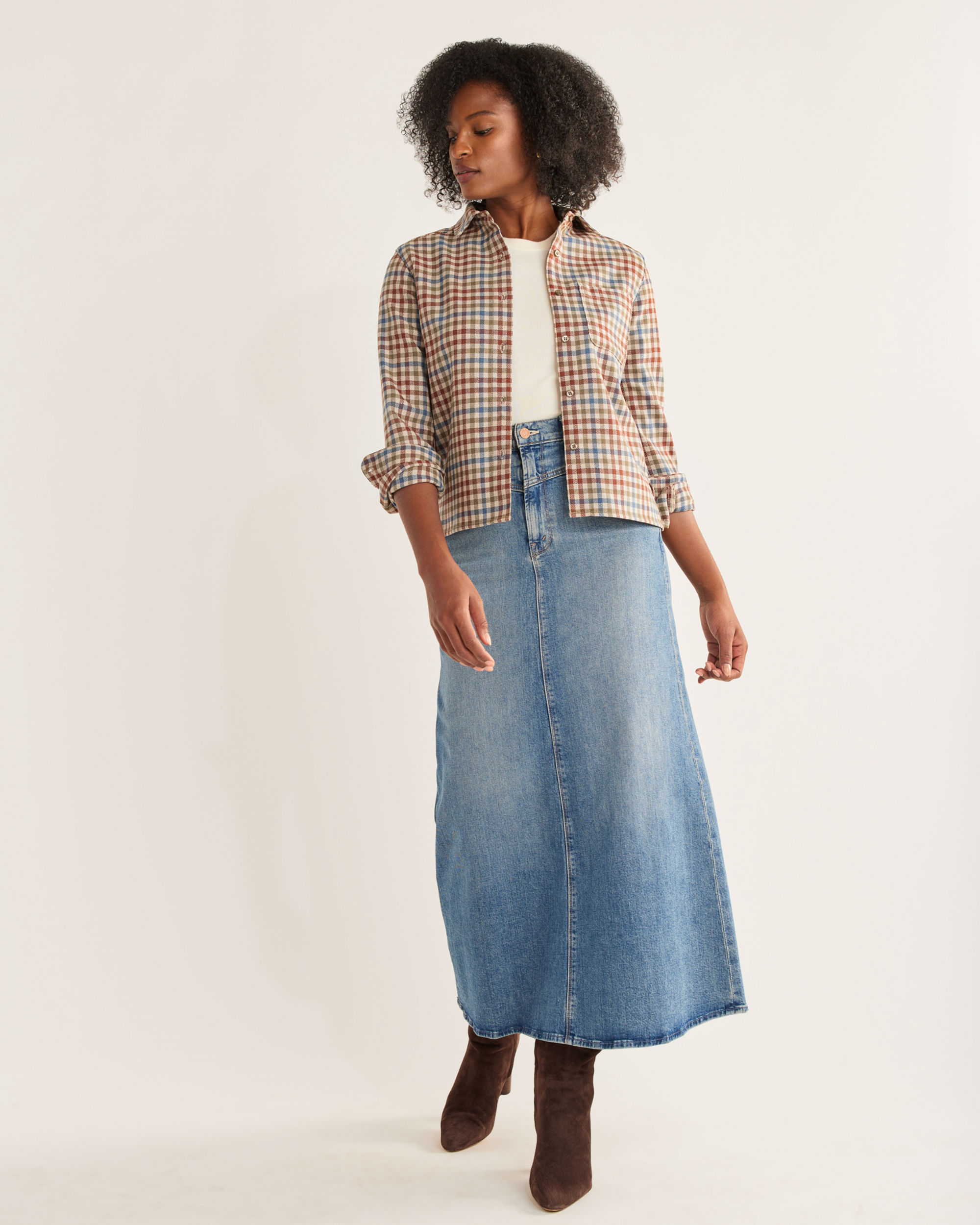 WOMEN'S CROPPED WOOL SHIRT