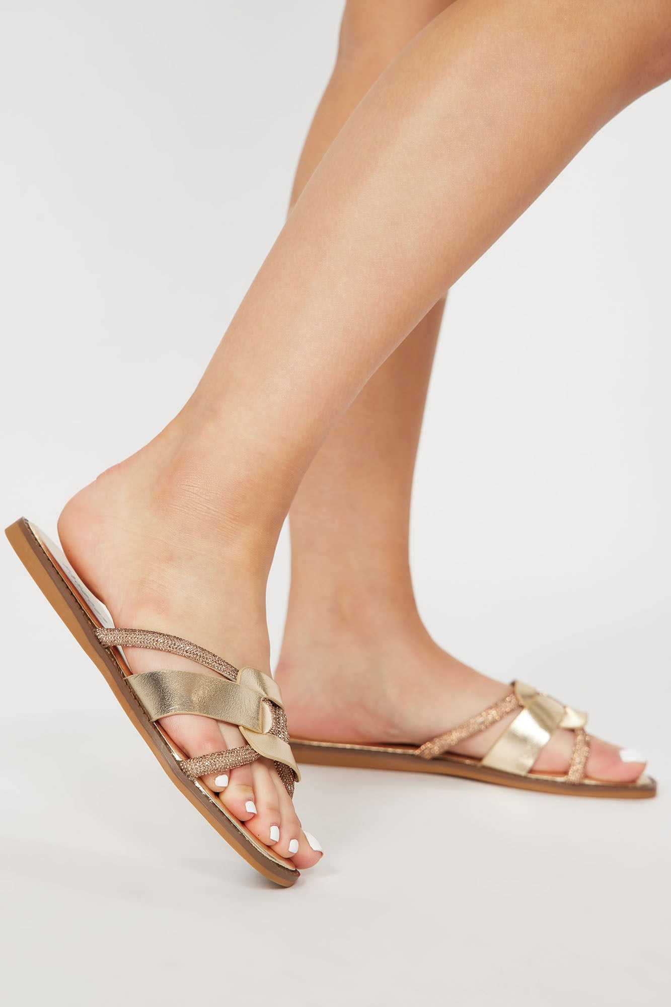 Call It Even Flat Sandals   Gold