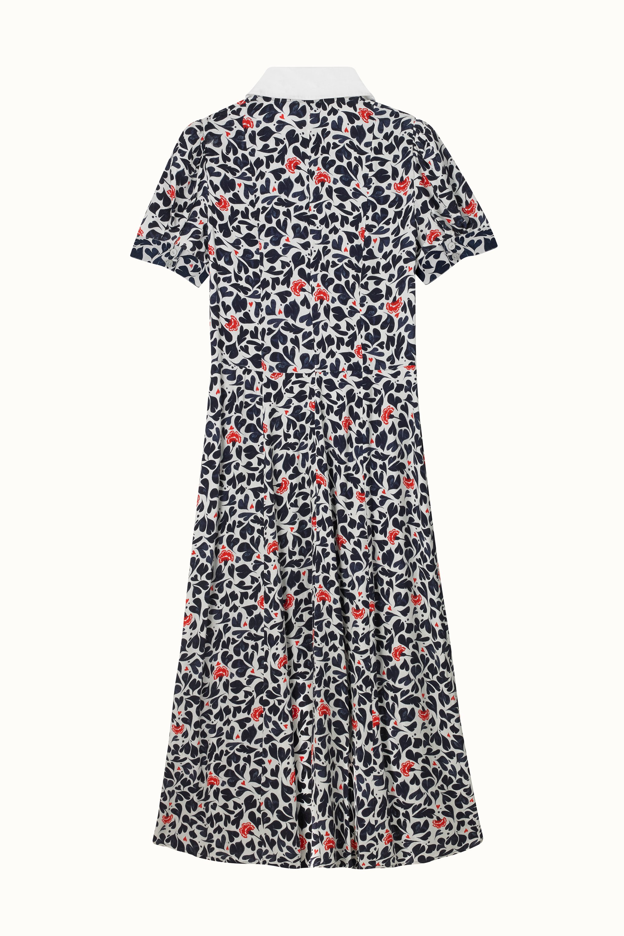 Marble Hearts Short Sleeve Printed Midi Shirt Dress