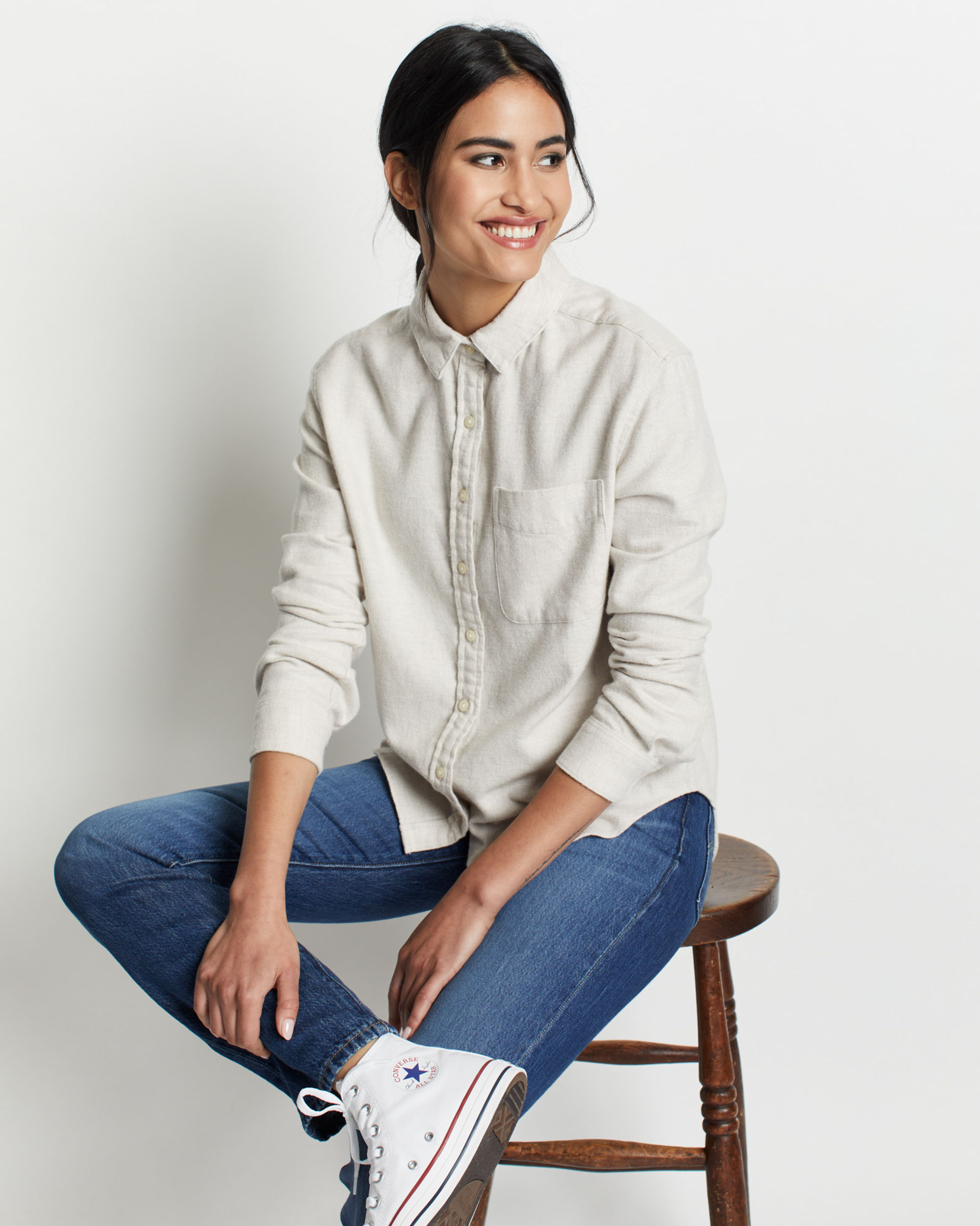 WOMEN'S BOYFRIEND DOUBLE-BRUSHED FLANNEL SHIRT