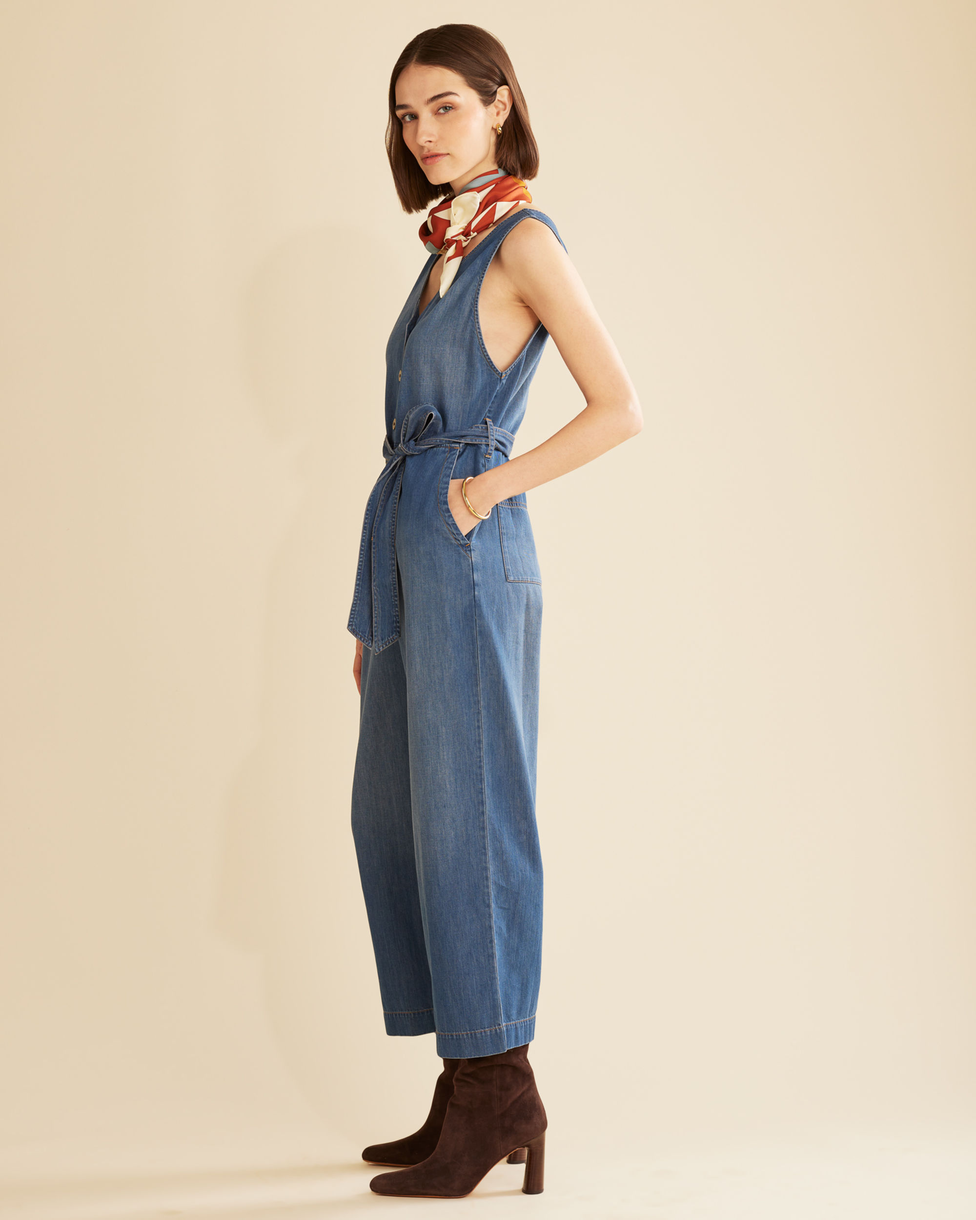 WOMEN'S CHAMBRAY JUMPSUIT