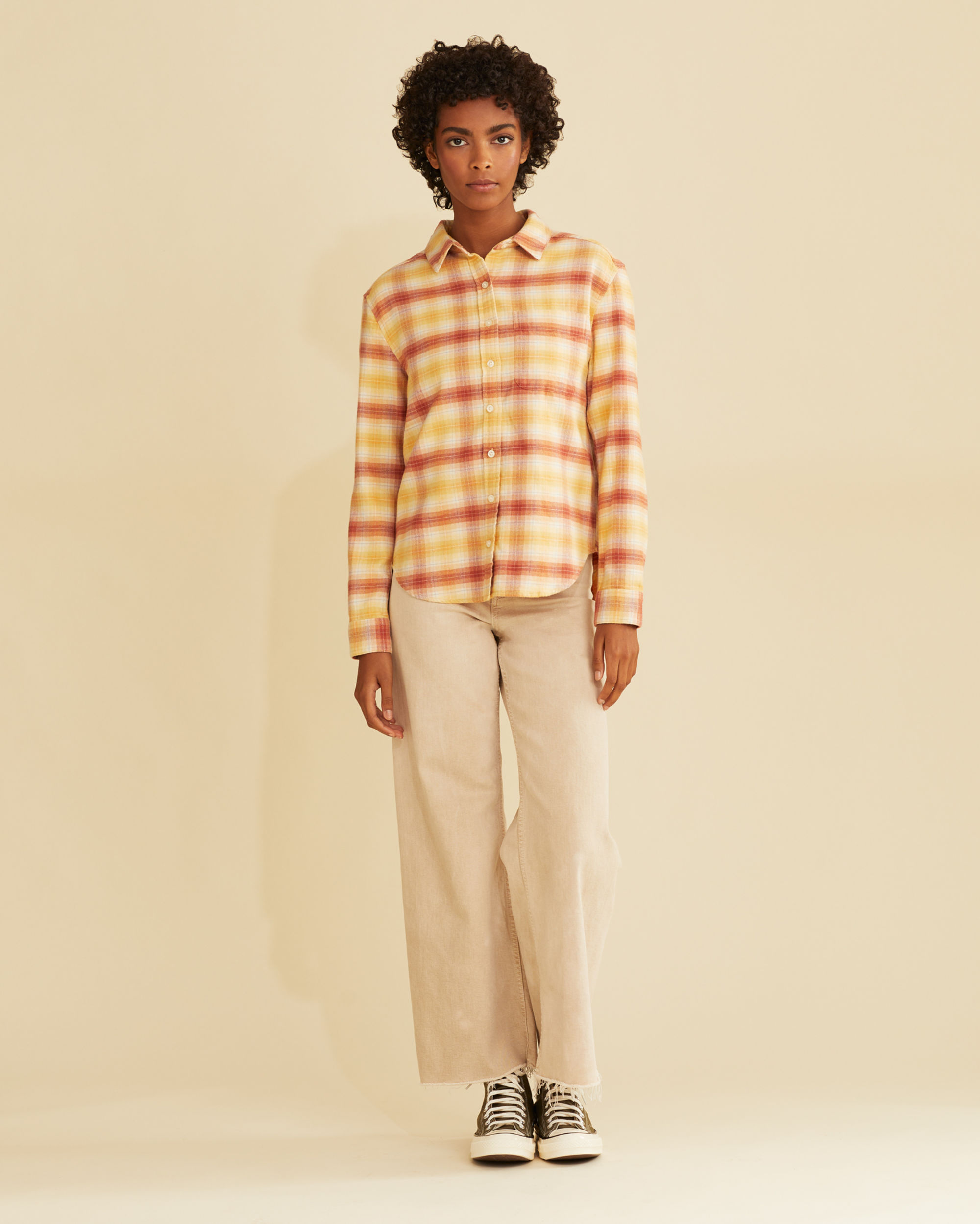 WOMEN'S BOYFRIEND DOUBLE-BRUSHED FLANNEL SHIRT