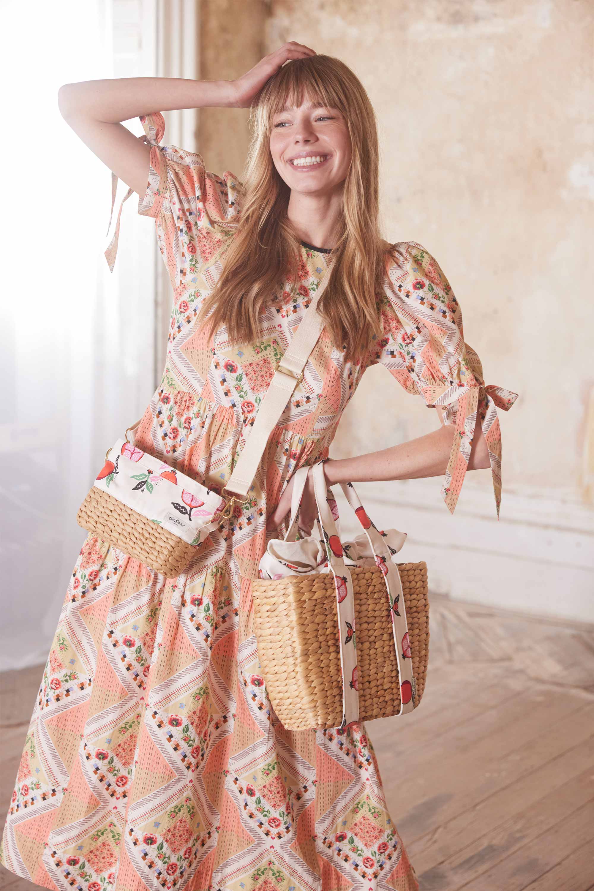 Patchwork Organic Short Sleeve Soft Waisted Dress