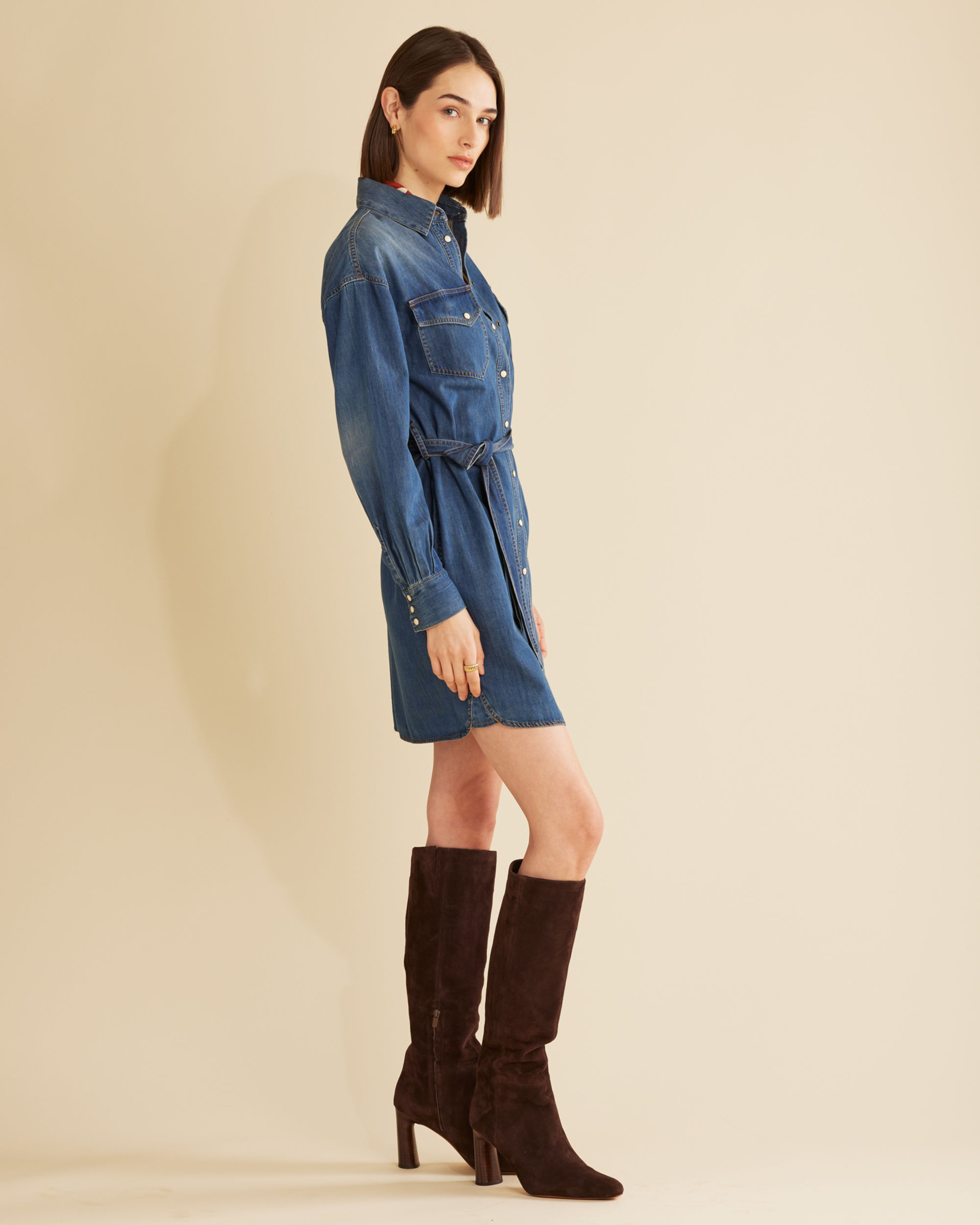 WOMEN'S CHAMBRAY SHIRT DRESS