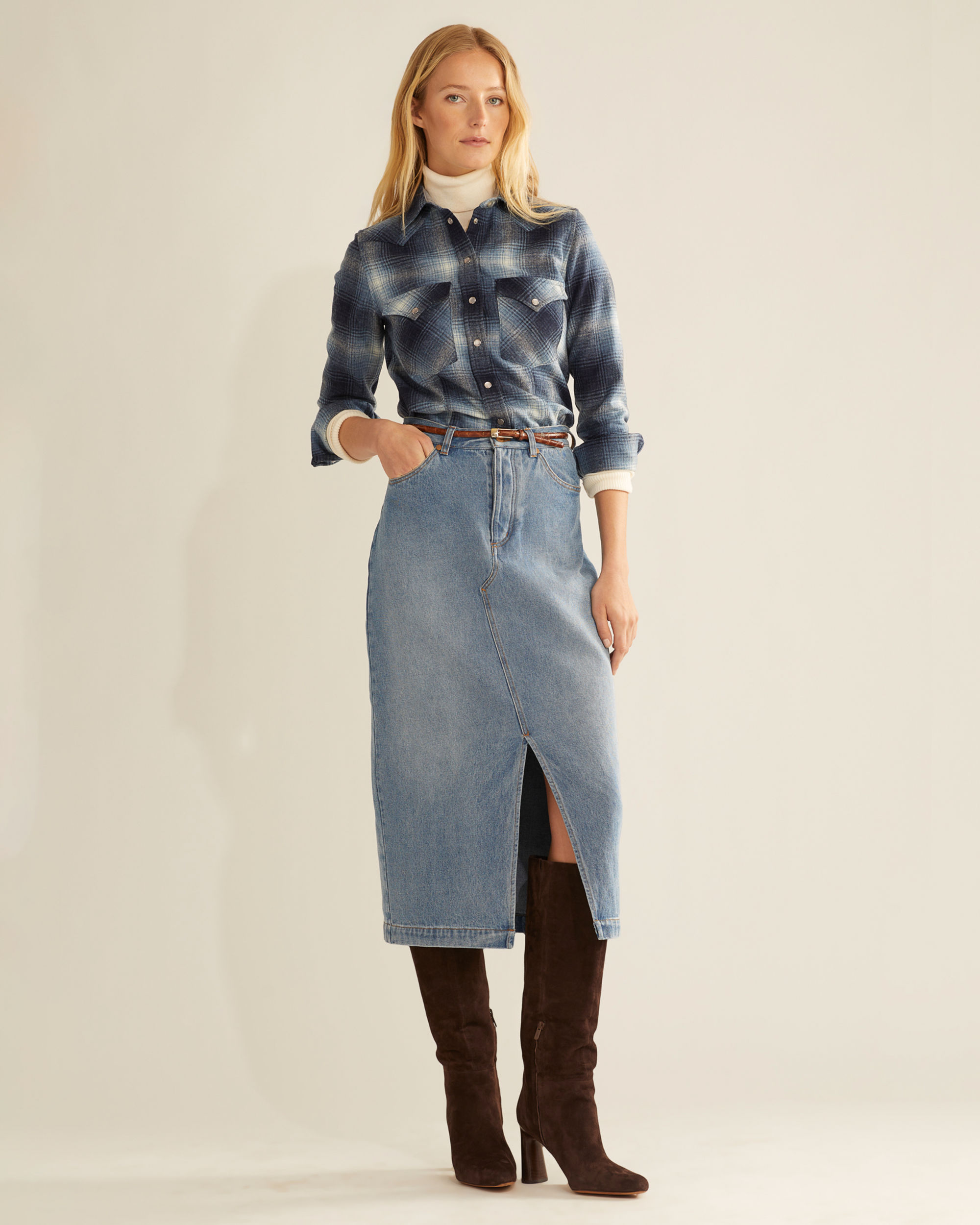 WOMEN'S LONG DENIM SKIRT