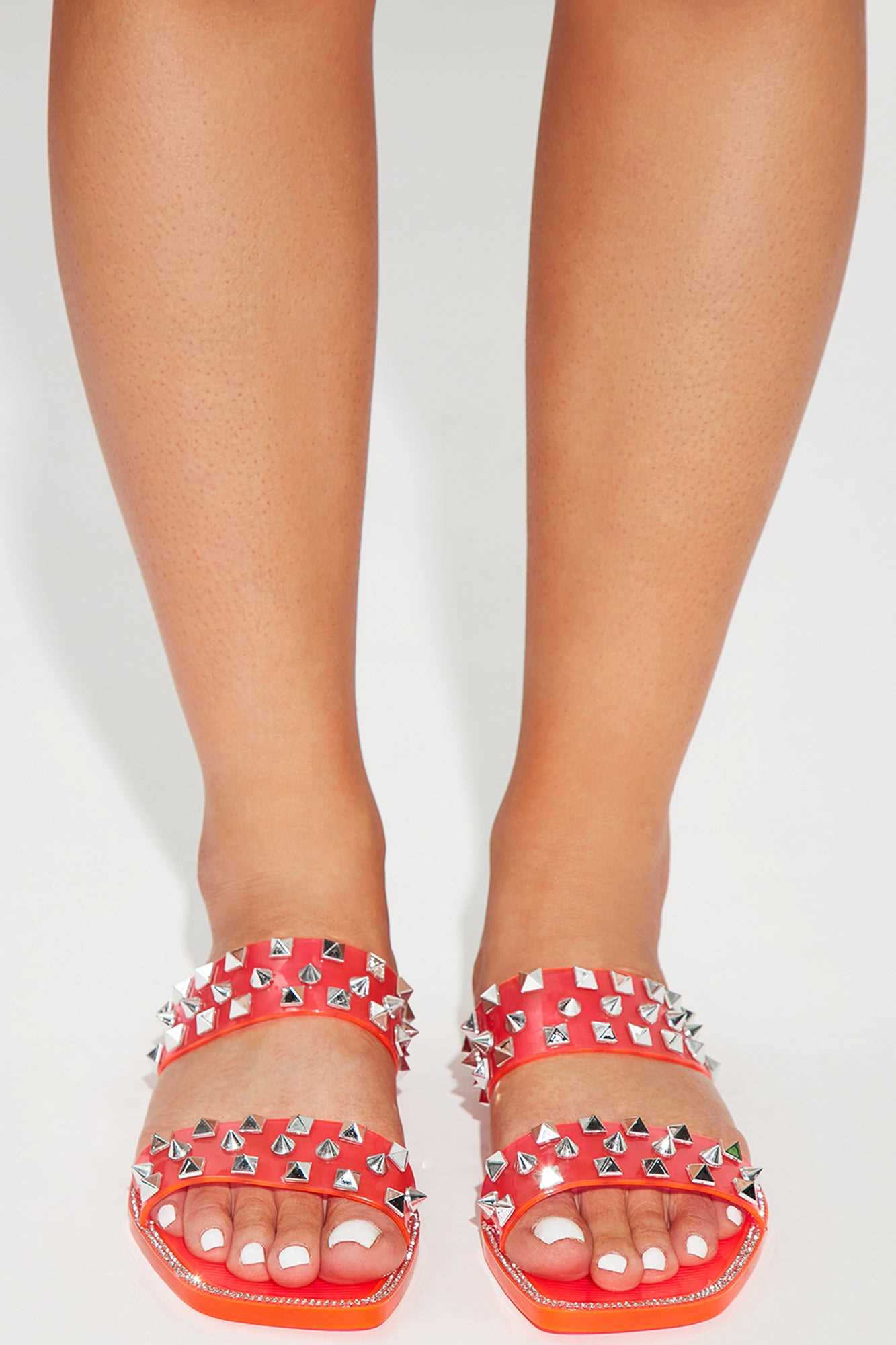 Elaina Studded Flat Sandals   Pink