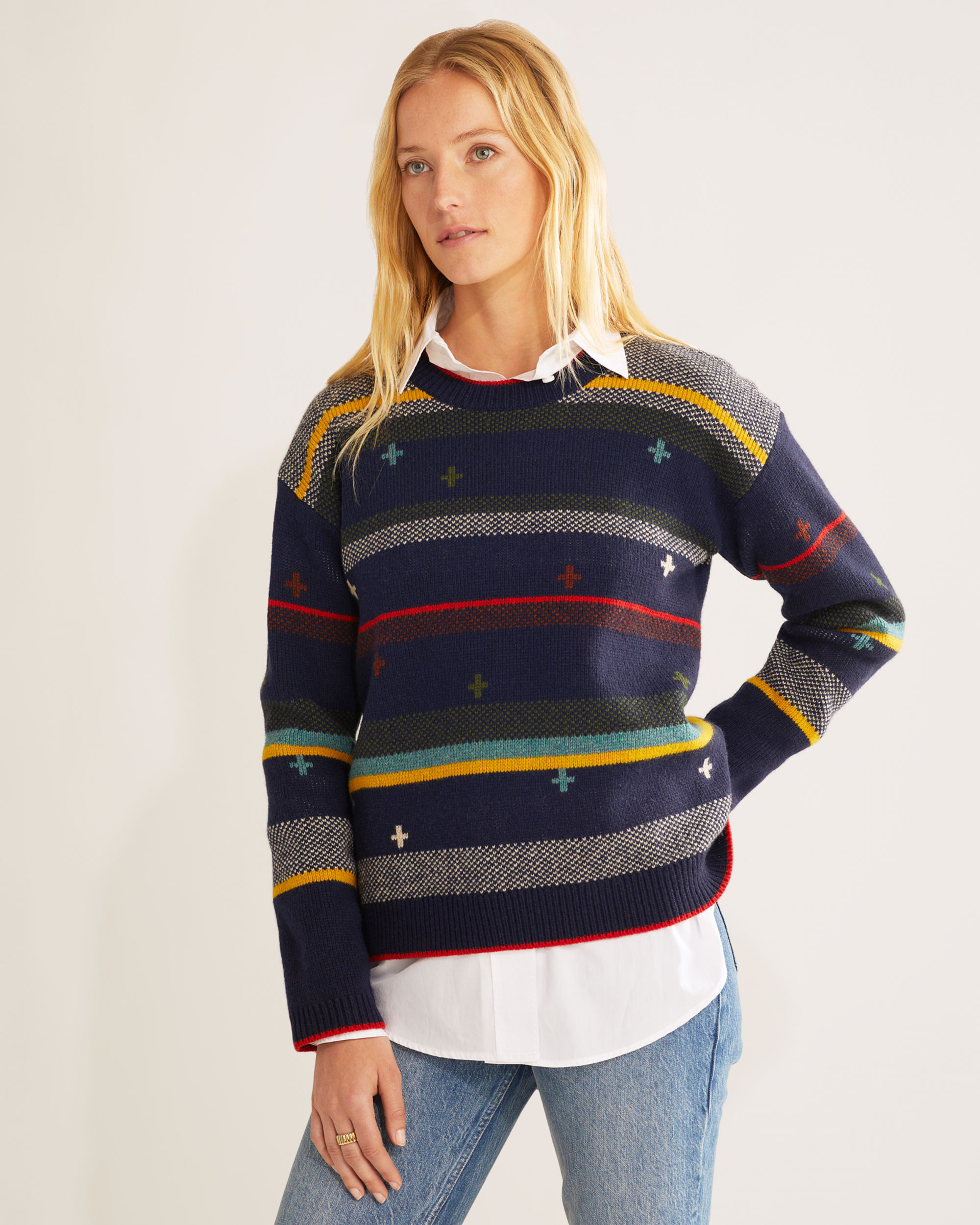 WOMEN'S BRIDGER STRIPE LAMBSWOOL SWEATER