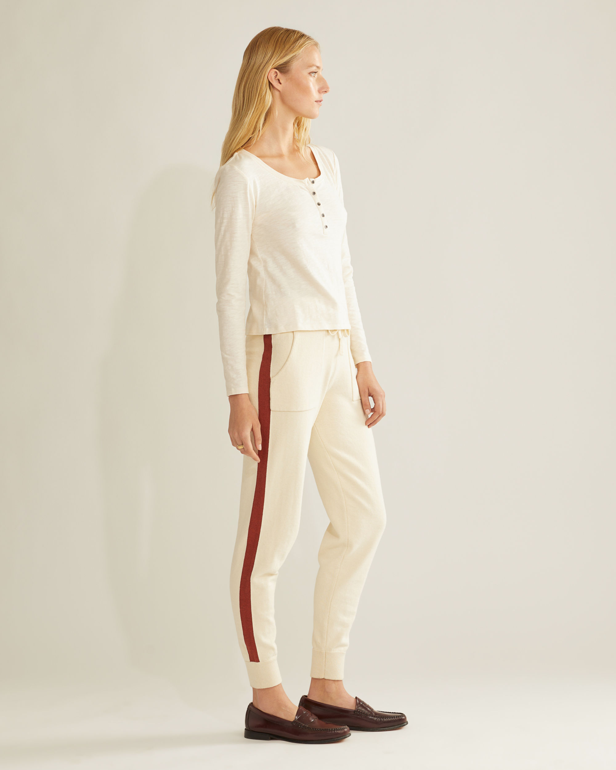 WOMEN'S LONG-SLEEVE COTTON SLUB HENLEY TEE