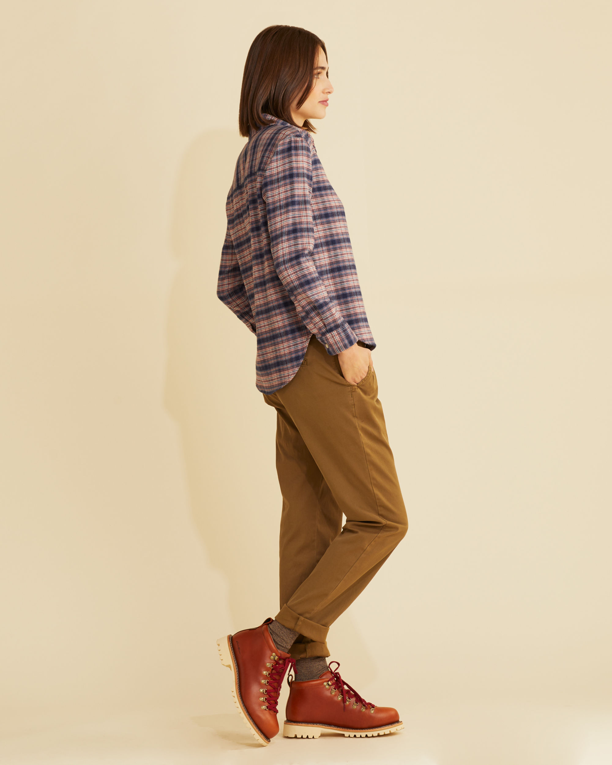 WOMEN'S BOYFRIEND DOUBLE-BRUSHED FLANNEL SHIRT