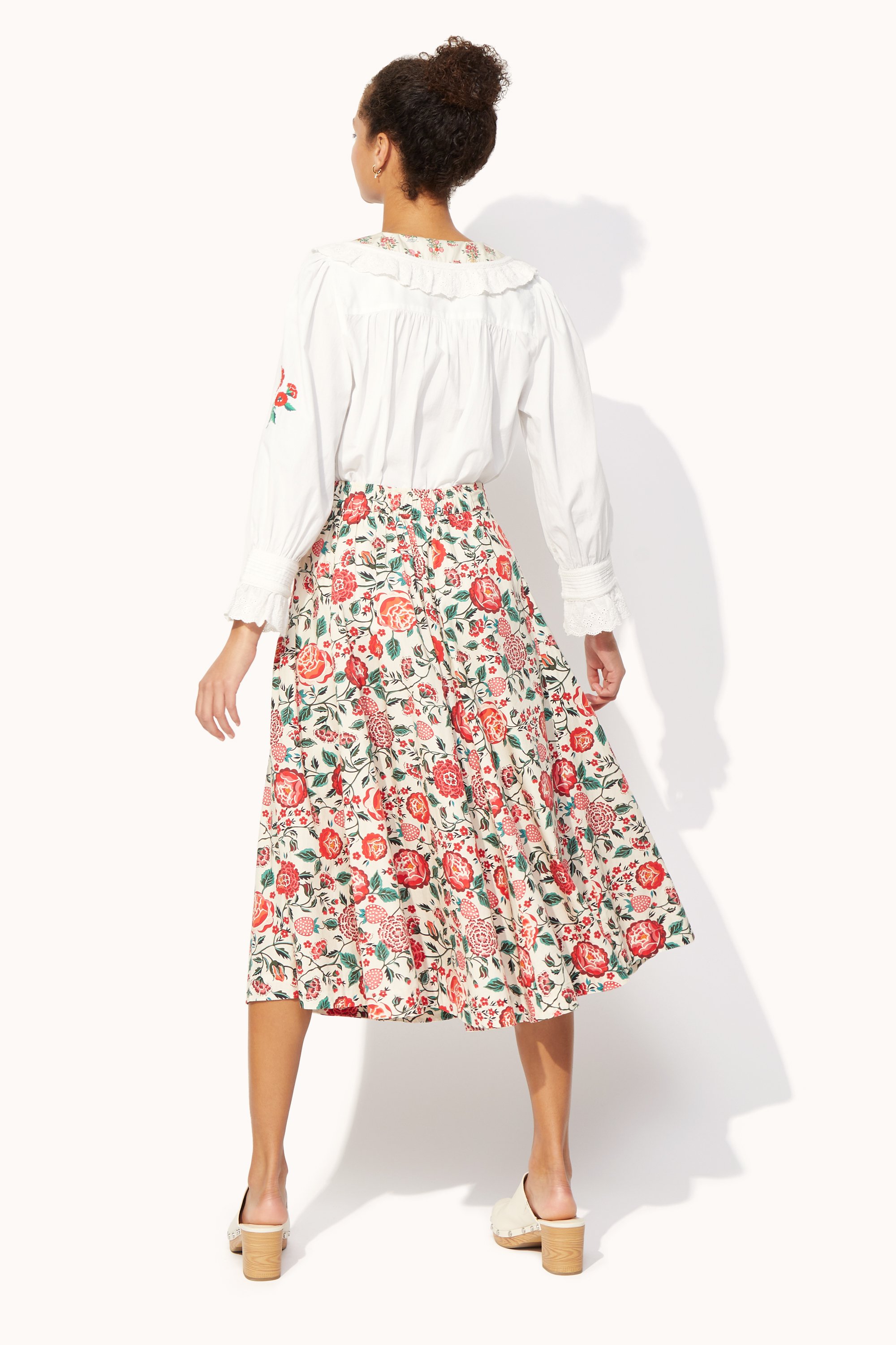 Strawberry Garden Pocket Detail Midi Skirt