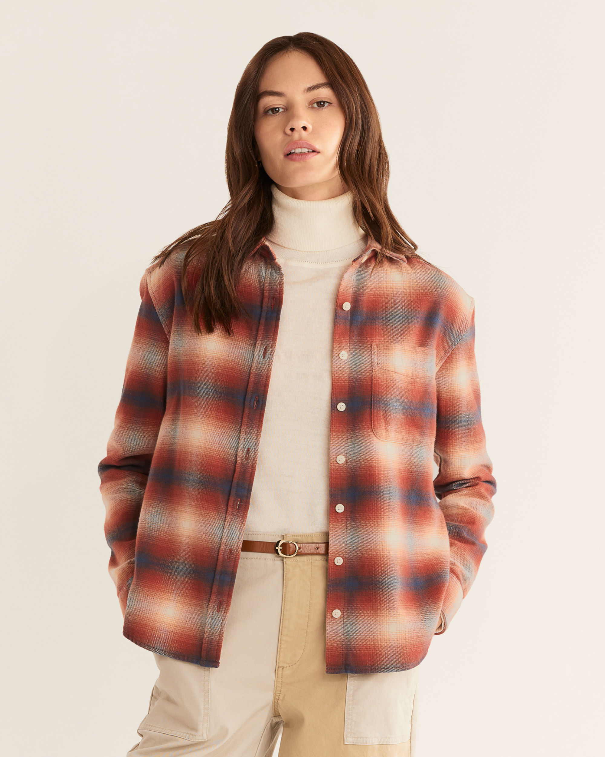 WOMEN'S BOYFRIEND DOUBLE-BRUSHED FLANNEL SHIRT
