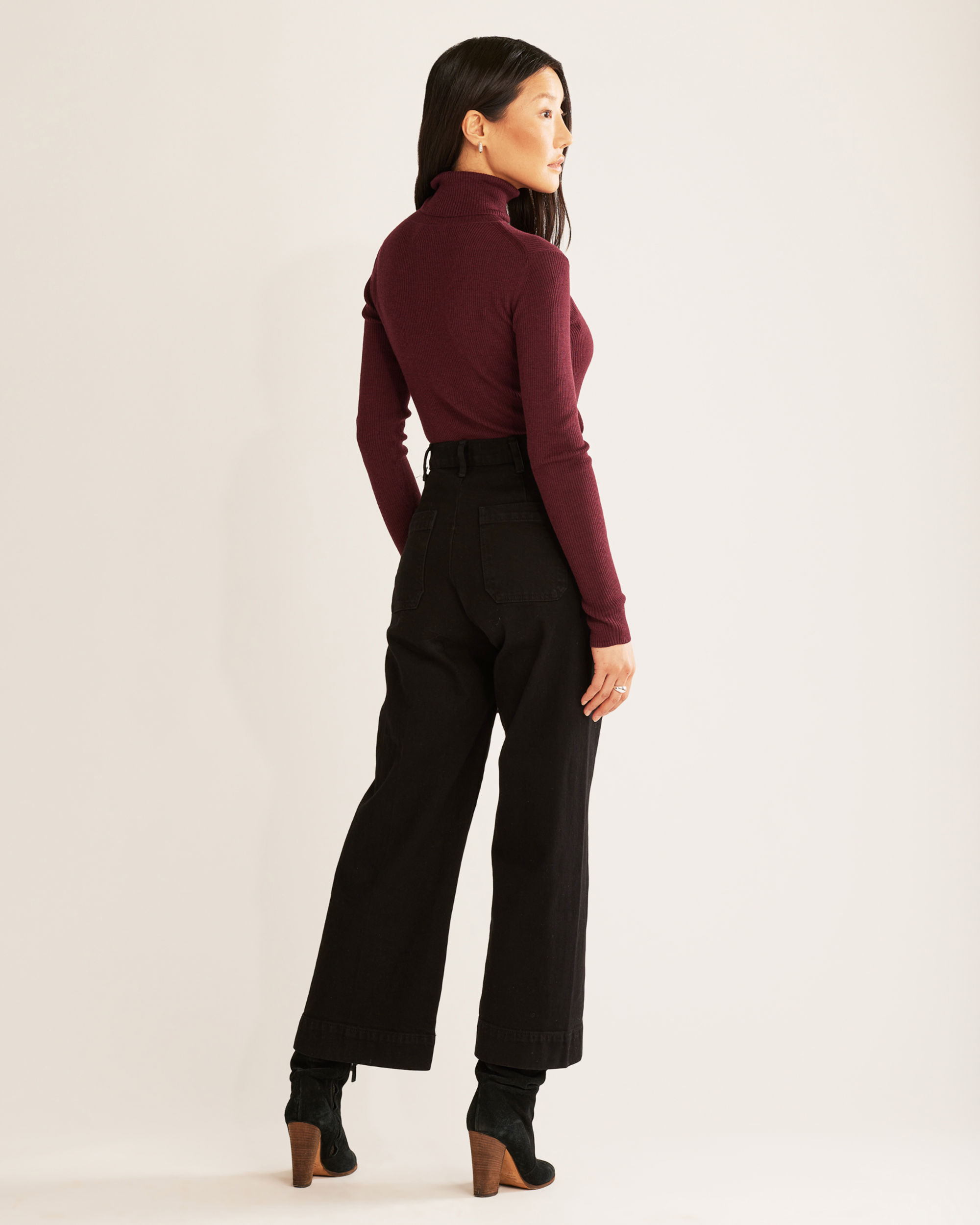 WOMEN'S RIB MERINO TURTLENECK