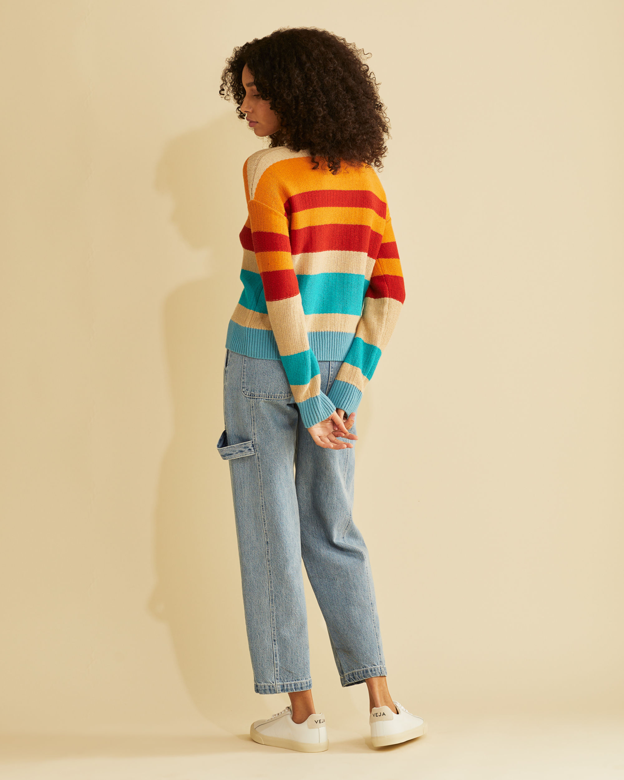 WOMEN'S BOLD STRIPE COTTON PULLOVER