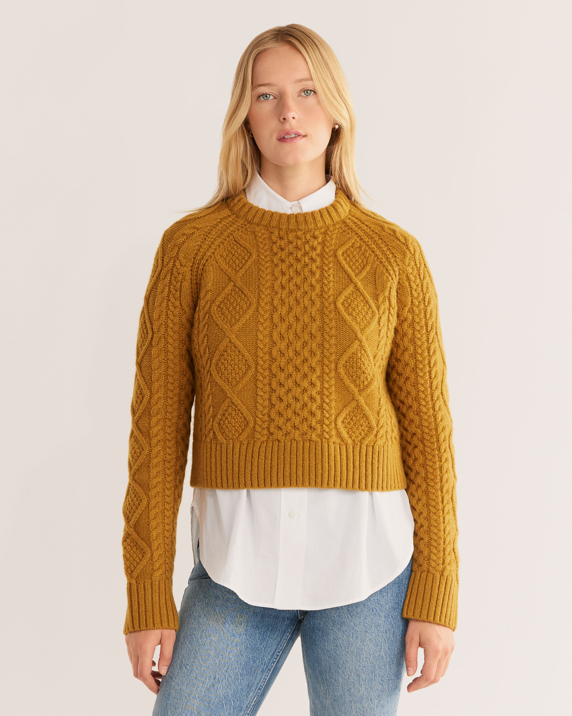 WOMEN’S SHETLAND COLLECTION FISHERMAN SWEATER