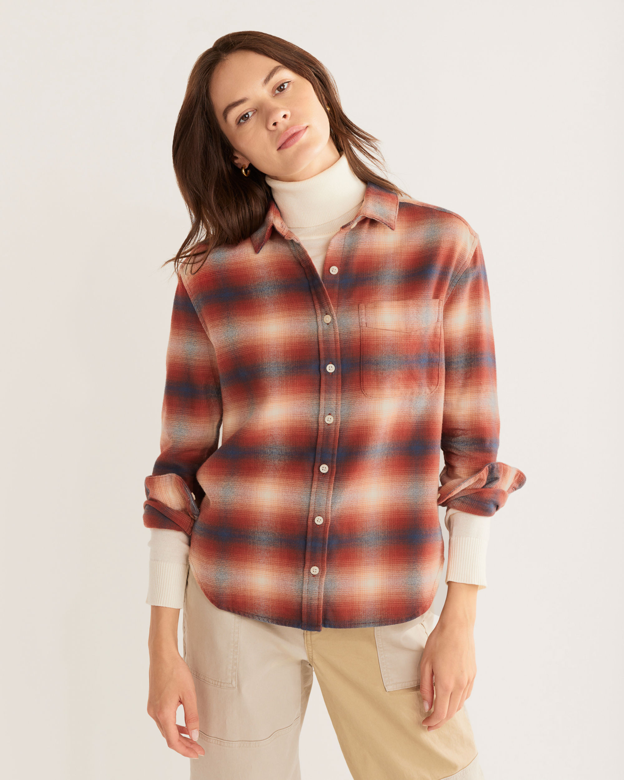 WOMEN'S BOYFRIEND DOUBLE-BRUSHED FLANNEL SHIRT