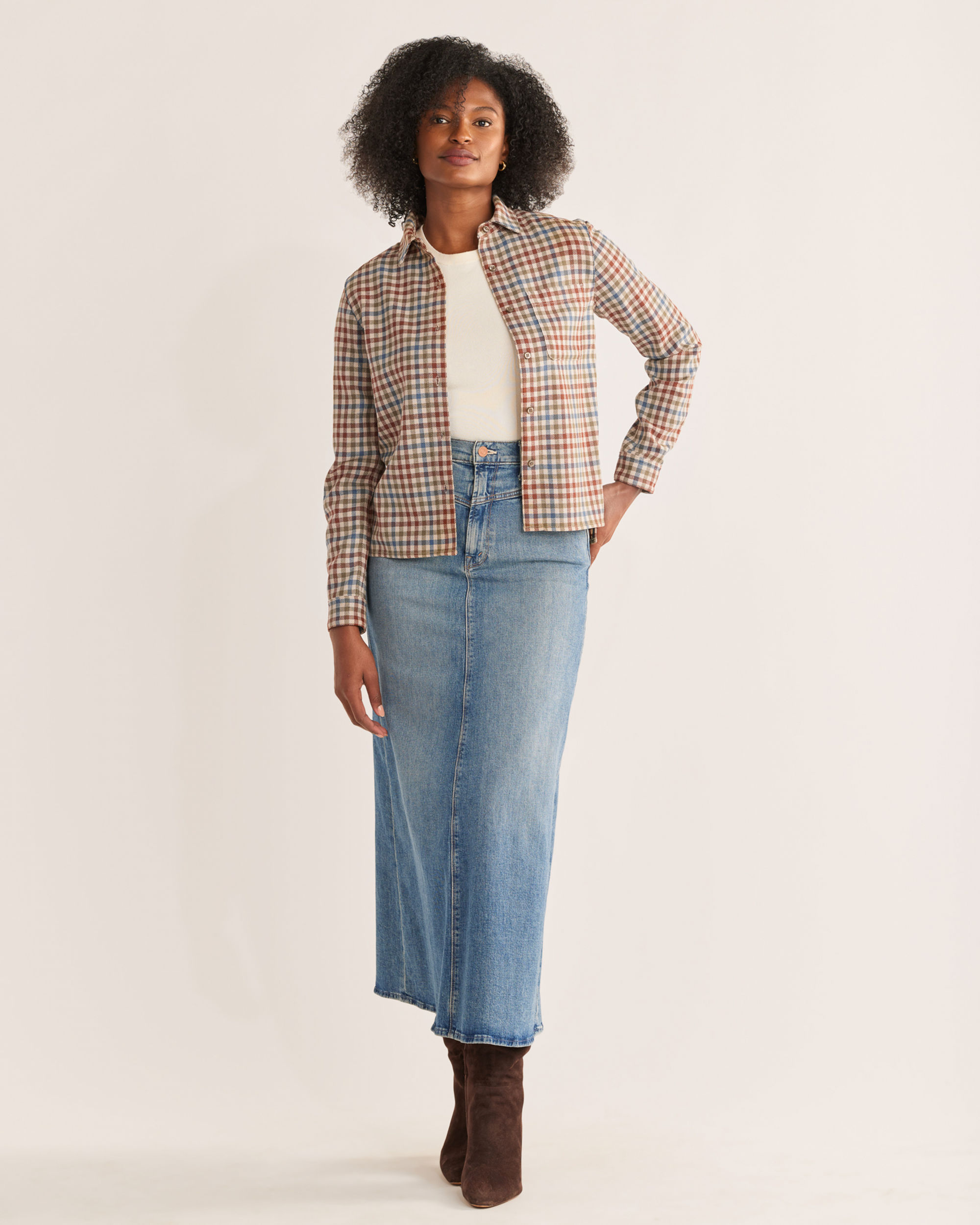 WOMEN'S CROPPED WOOL SHIRT