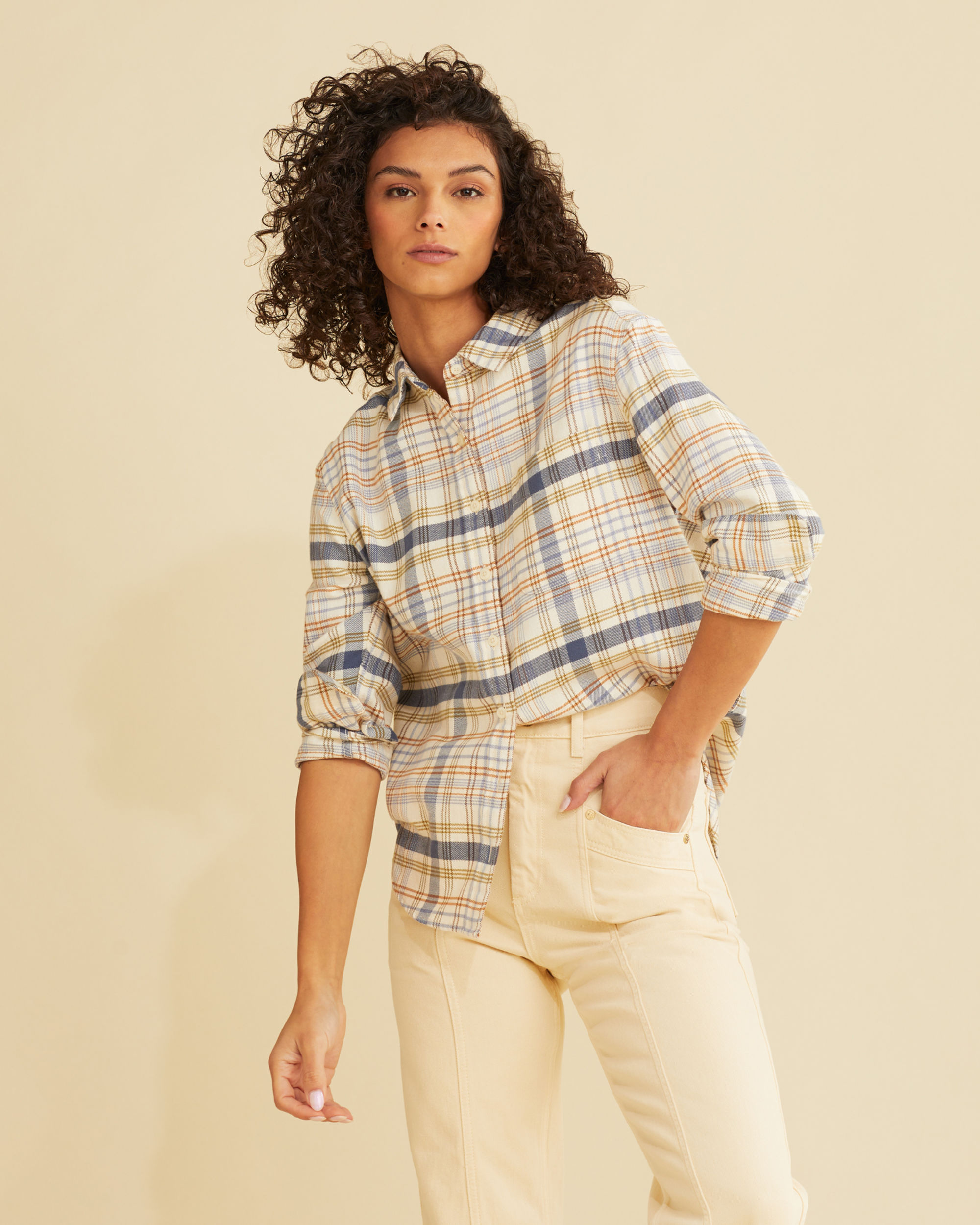 WOMEN'S BOYFRIEND DOUBLE-BRUSHED FLANNEL SHIRT