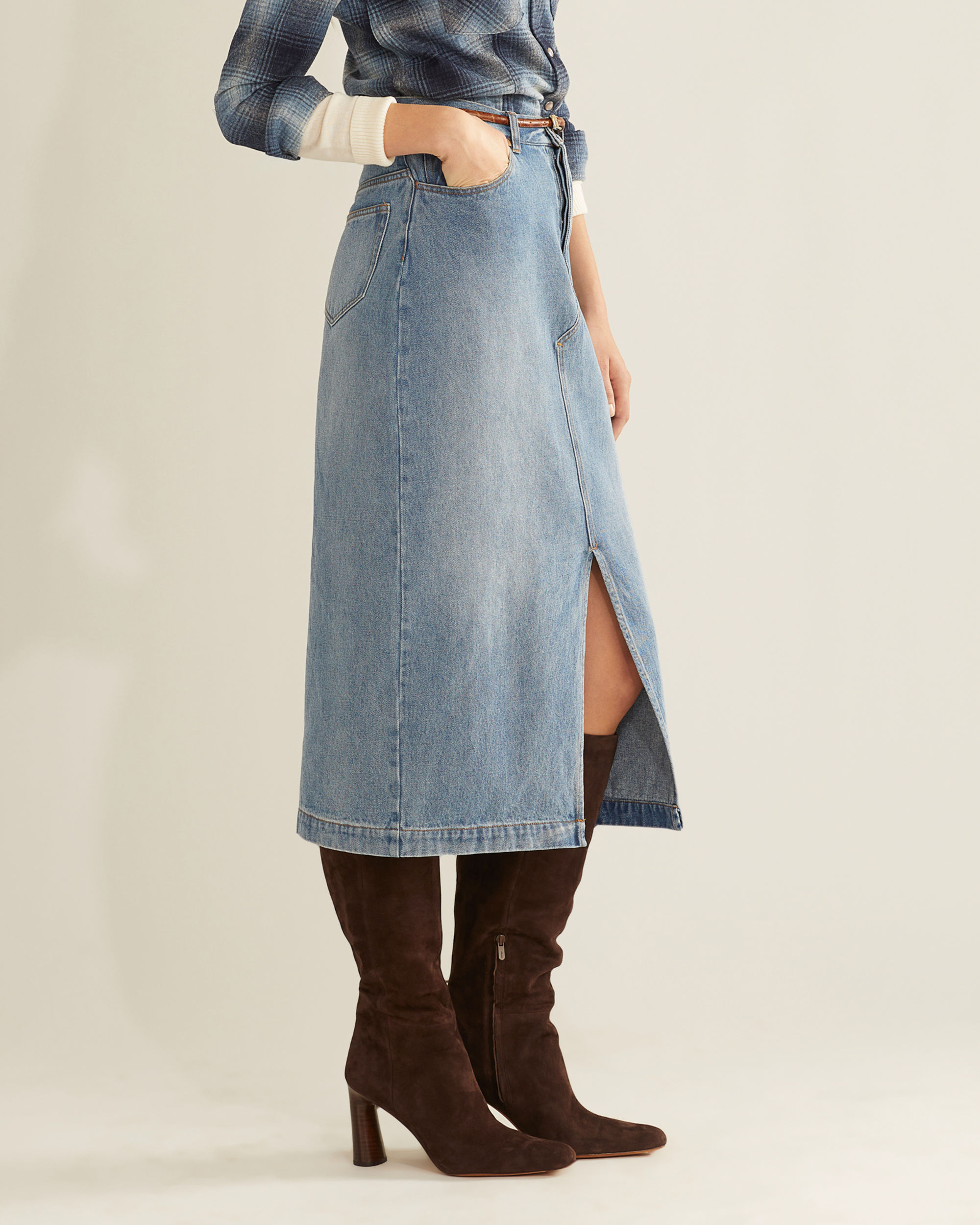 WOMEN'S LONG DENIM SKIRT