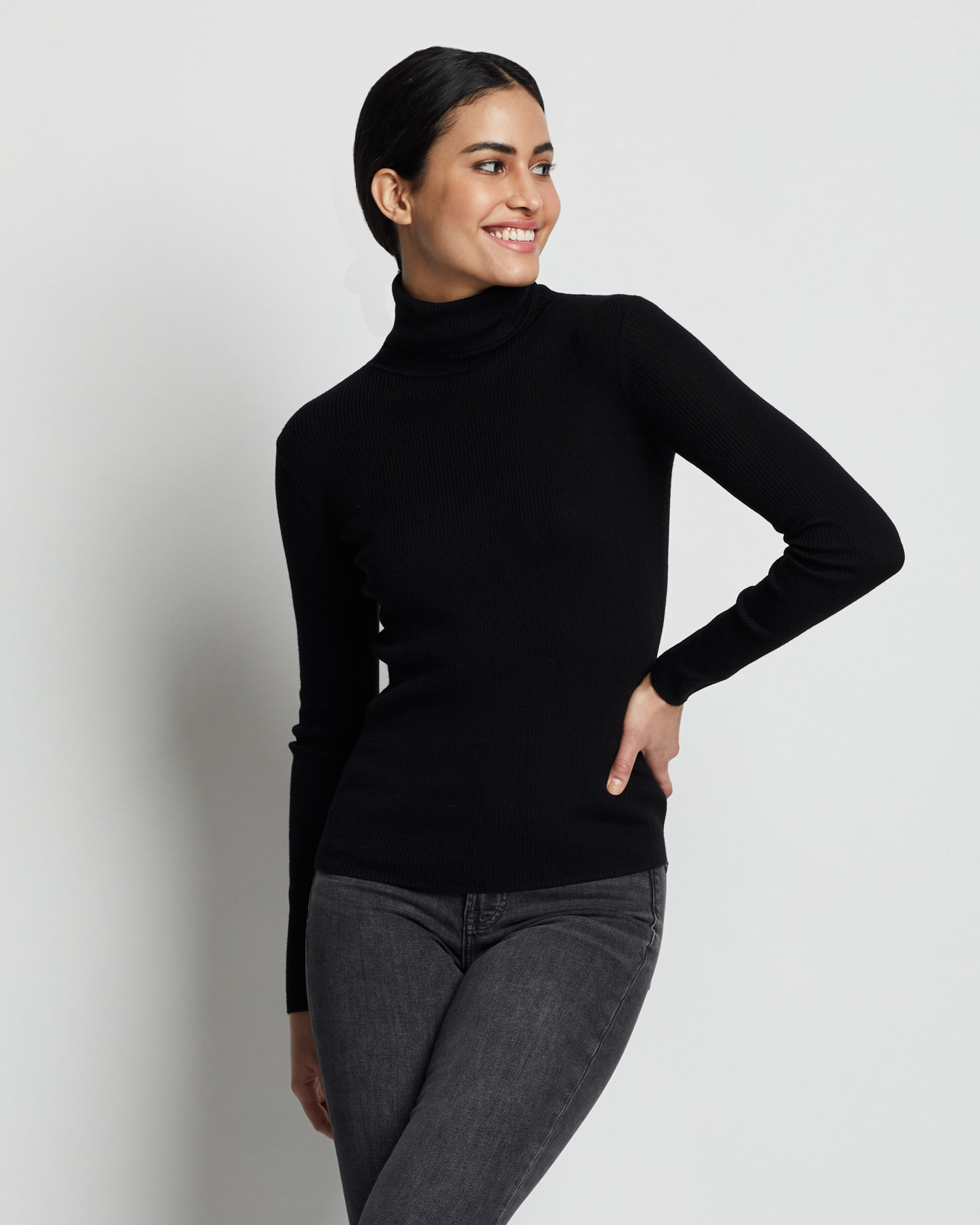 WOMEN'S RIB MERINO TURTLENECK