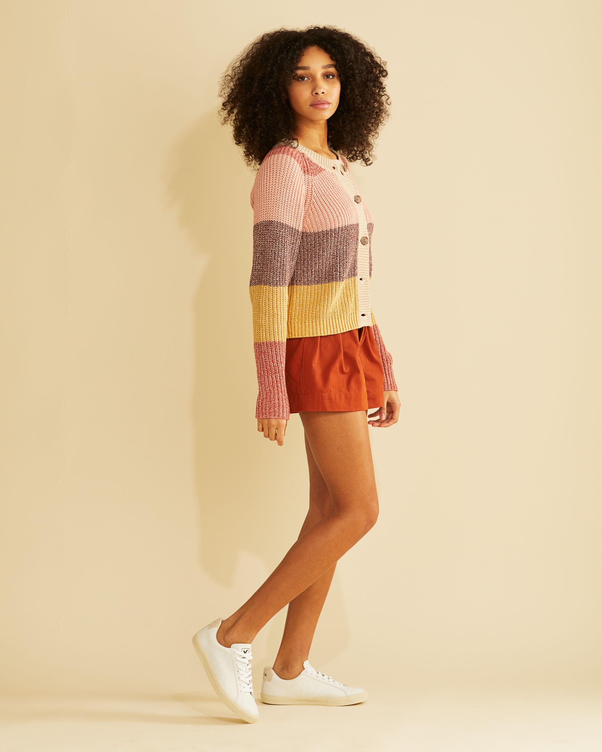 WOMEN'S MAE STRIPED COTTON CARDIGAN