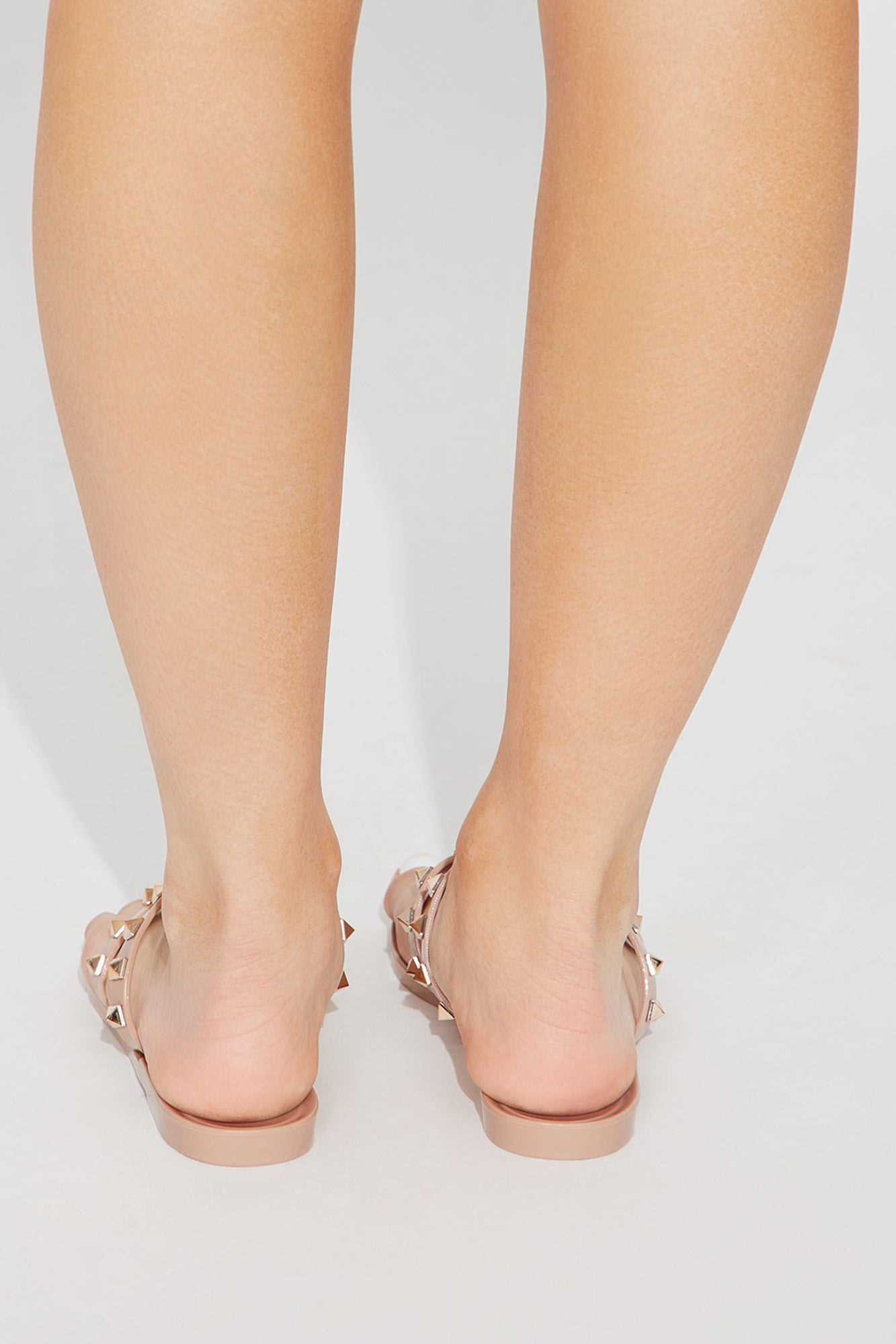 Finley Studded Flat Flip Flops   Nude