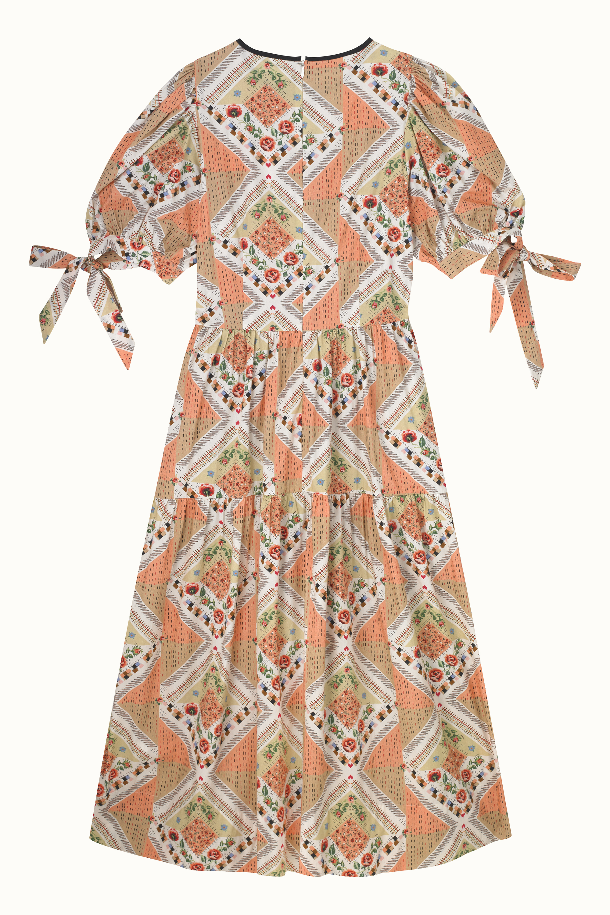 Patchwork Organic Short Sleeve Soft Waisted Dress