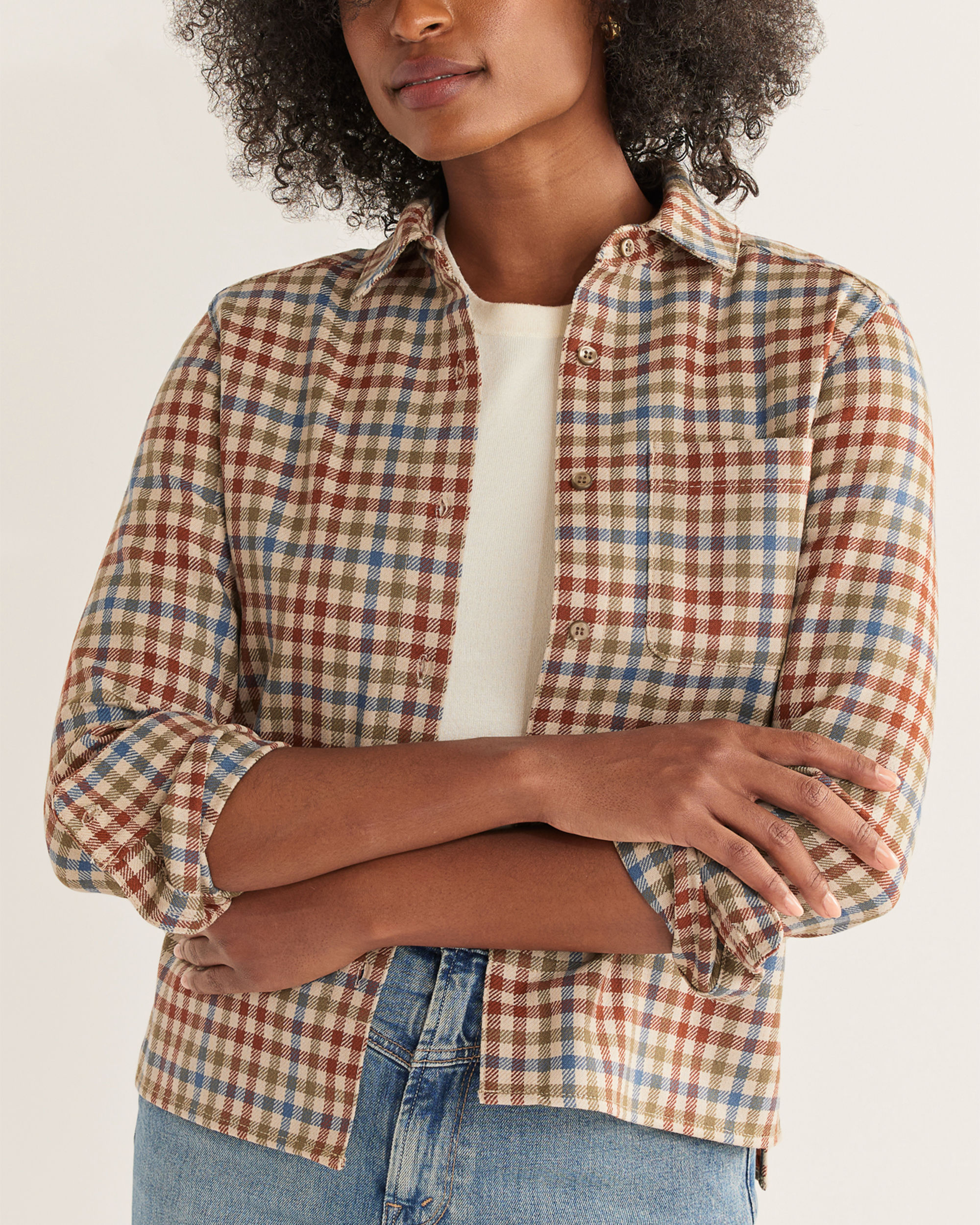 WOMEN'S CROPPED WOOL SHIRT