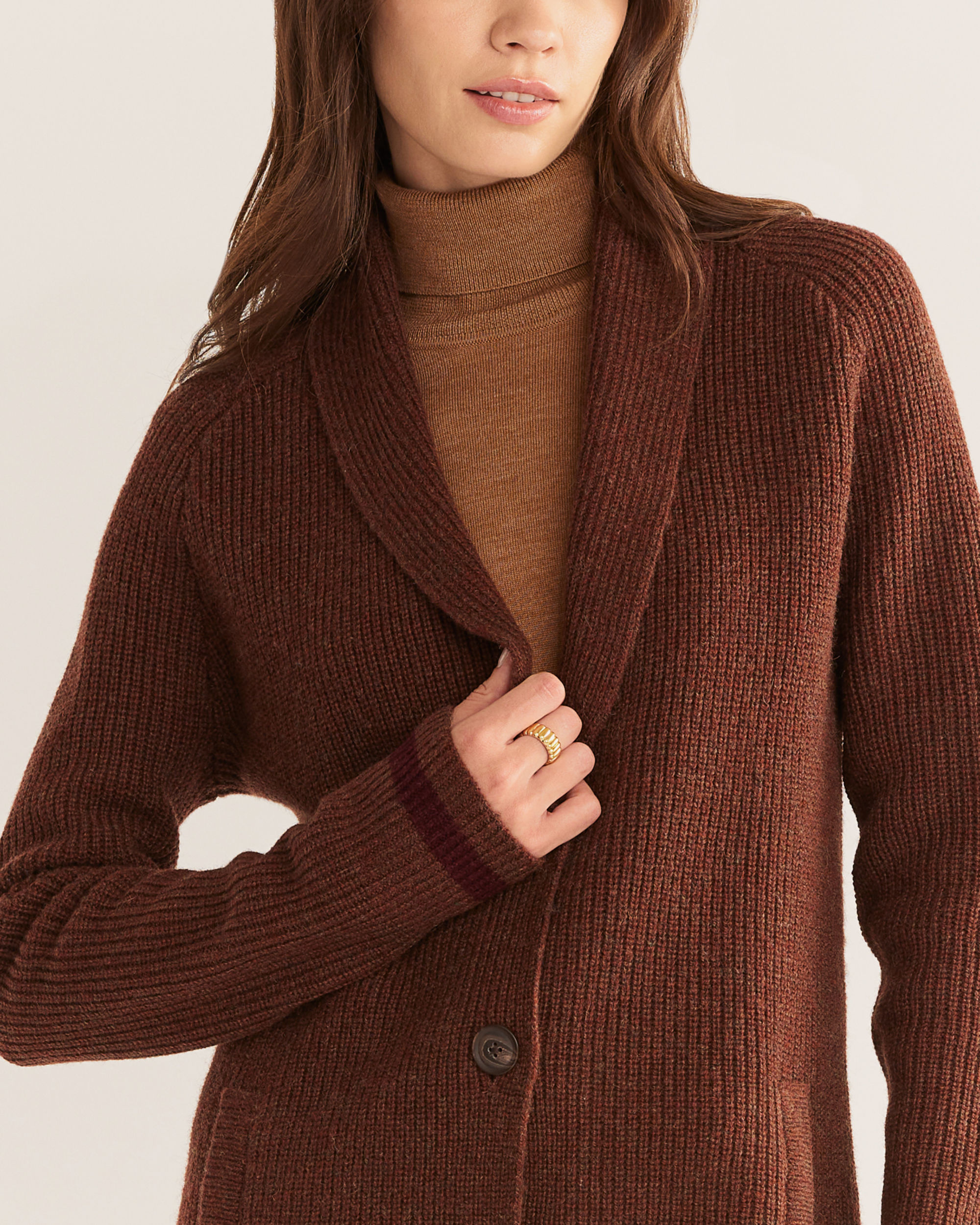 WOMEN'S STRIPED SHETLAND COLLECTION CARDIGAN