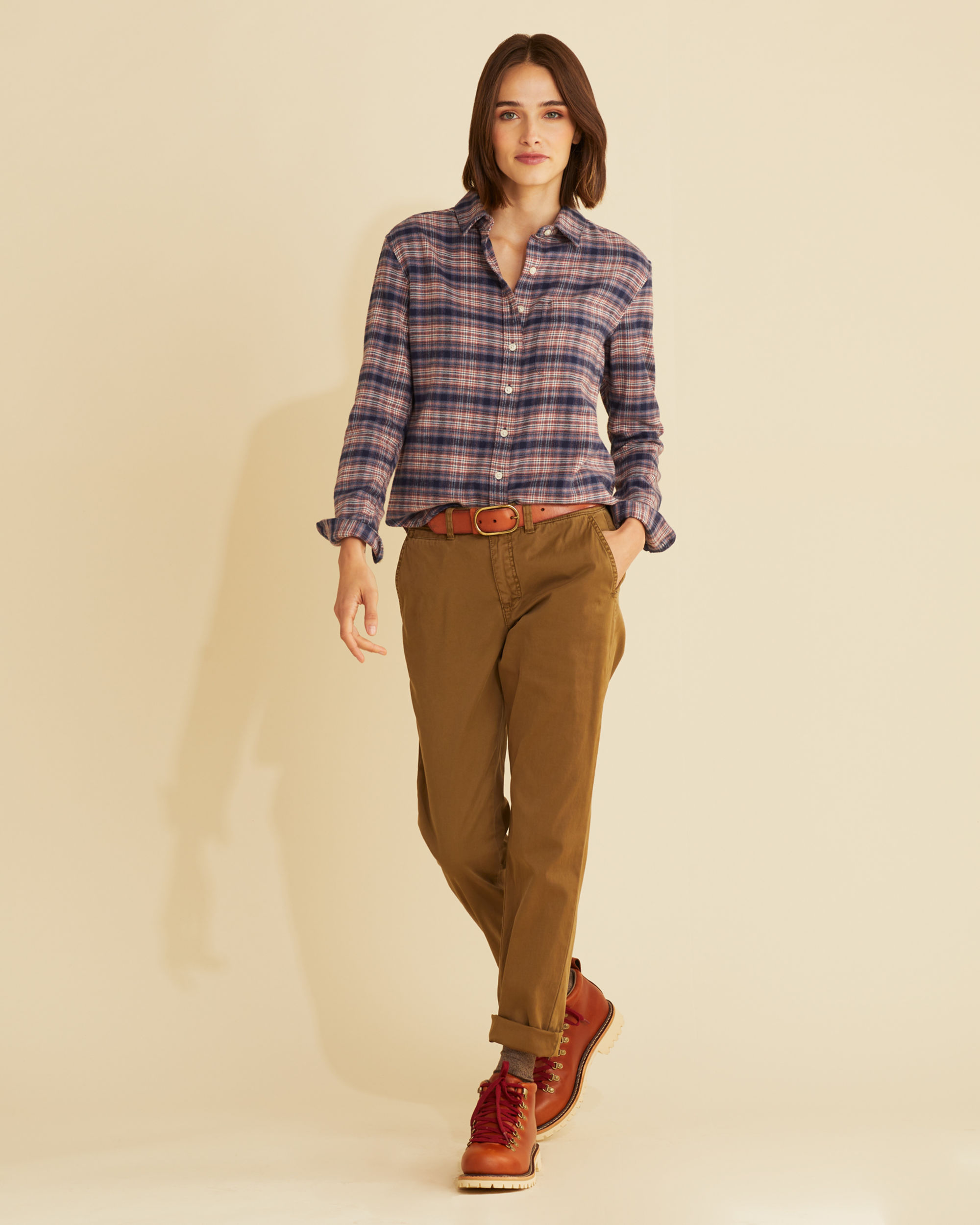 WOMEN'S BOYFRIEND DOUBLE-BRUSHED FLANNEL SHIRT