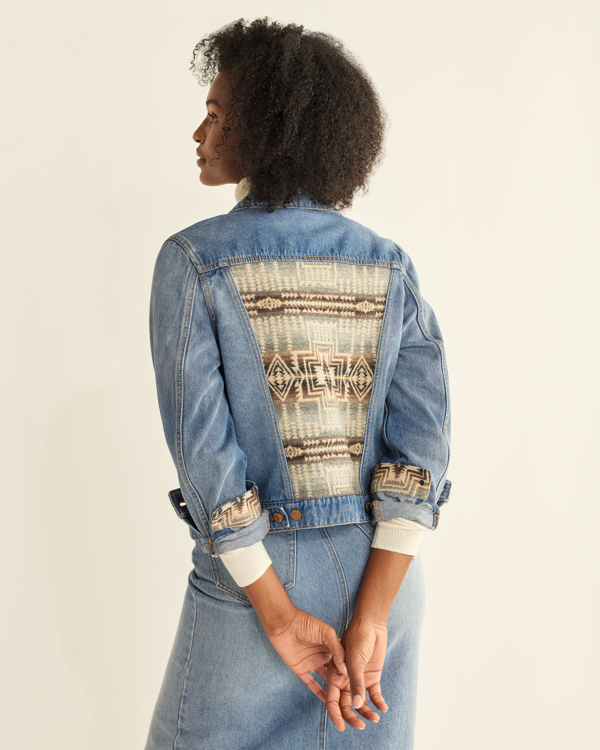 WOMEN'S DENIM/WOOL JEAN JACKET