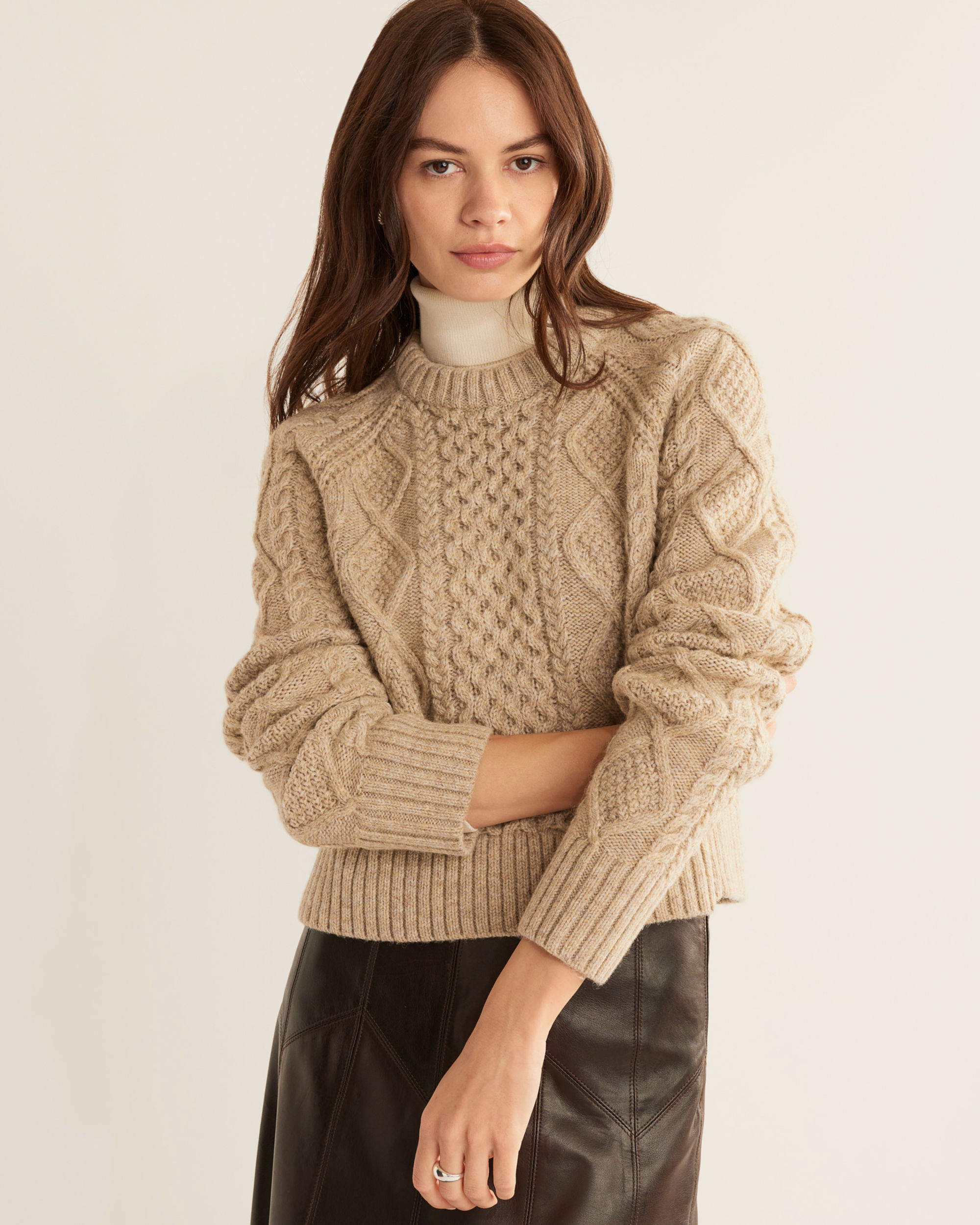 WOMEN’S SHETLAND COLLECTION FISHERMAN SWEATER