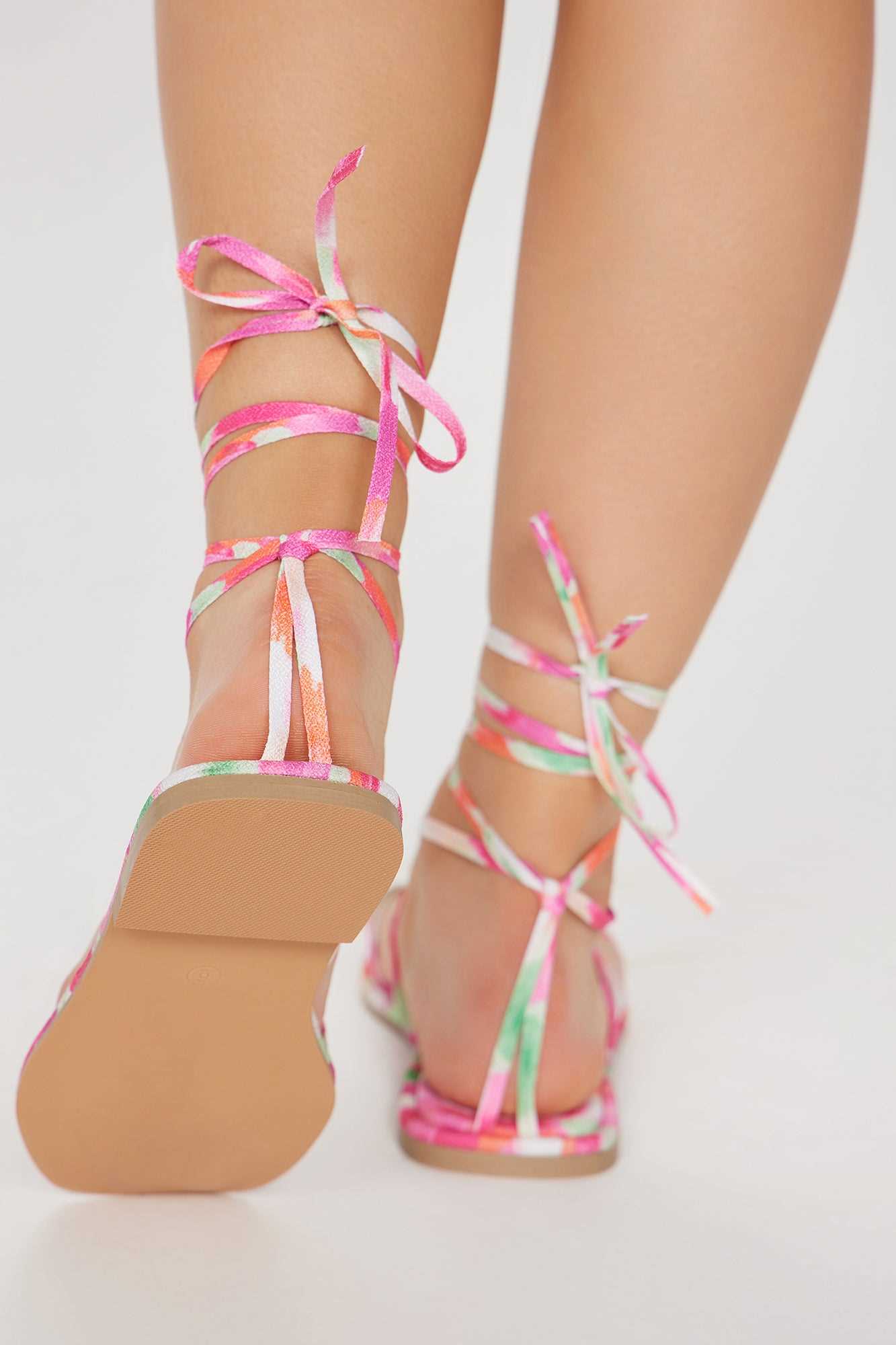 Brag About It Wrap Up Sandals   Pink/combo