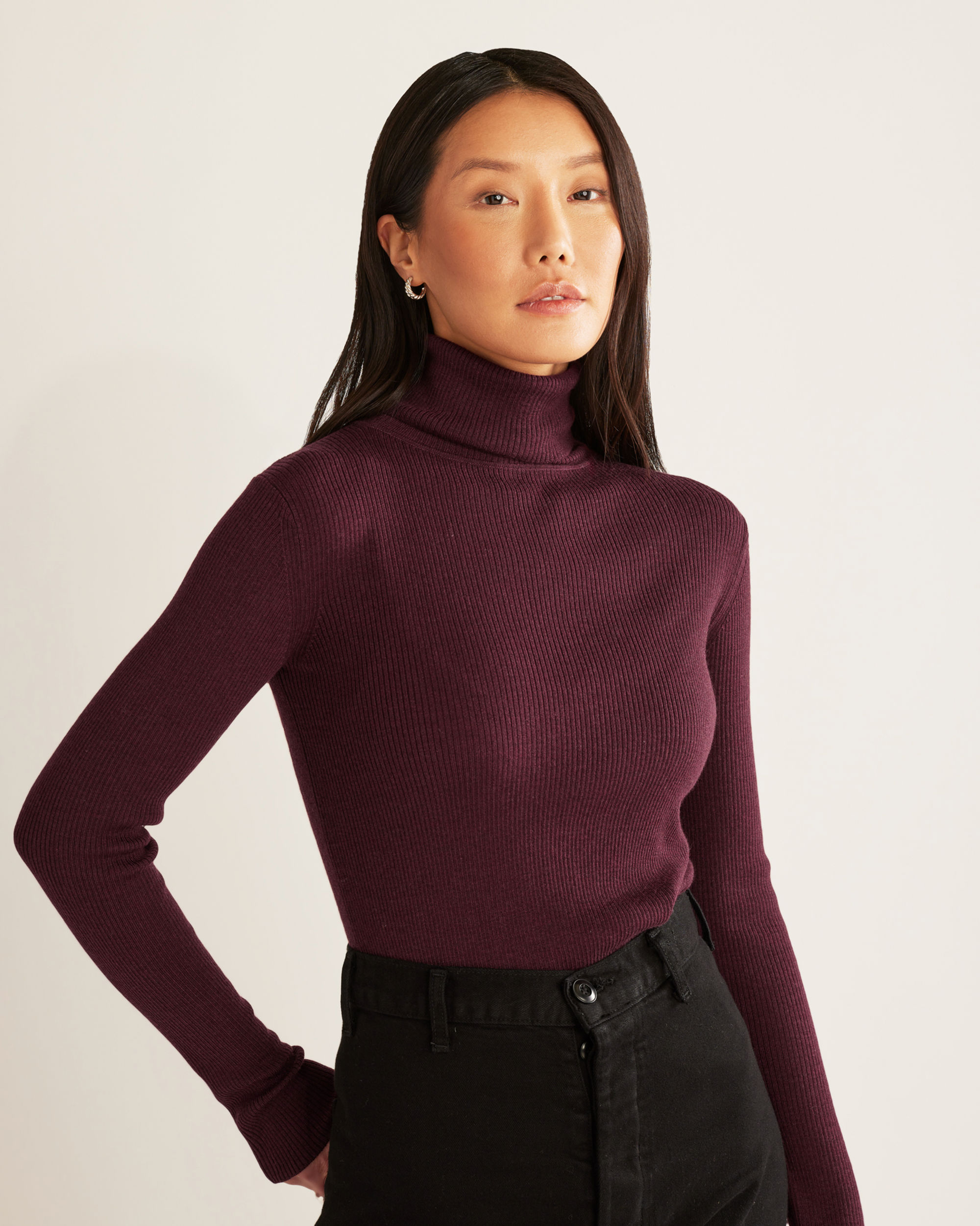 WOMEN'S RIB MERINO TURTLENECK