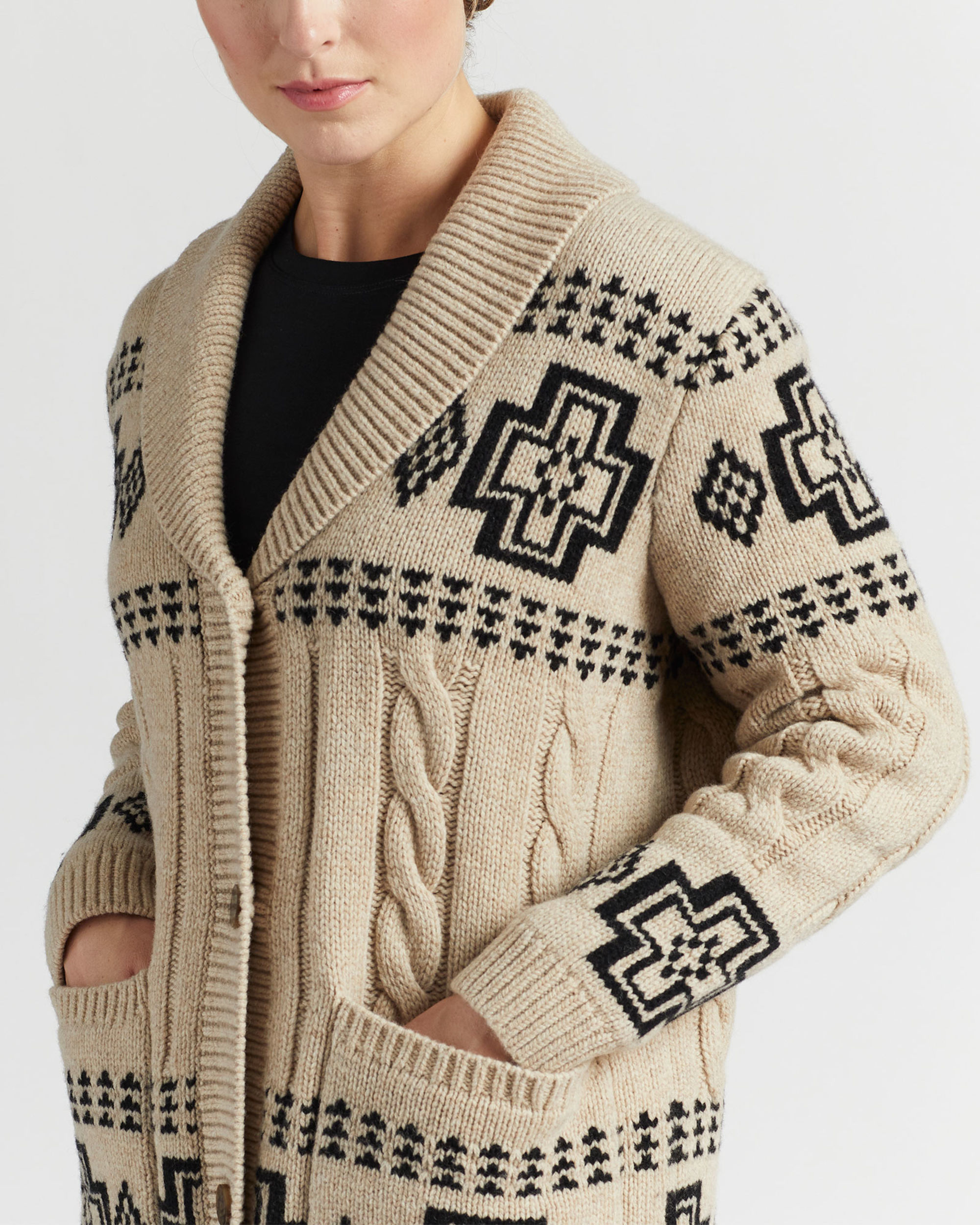 WOMEN'S HARDING LAMBSWOOL CABLE CARDIGAN