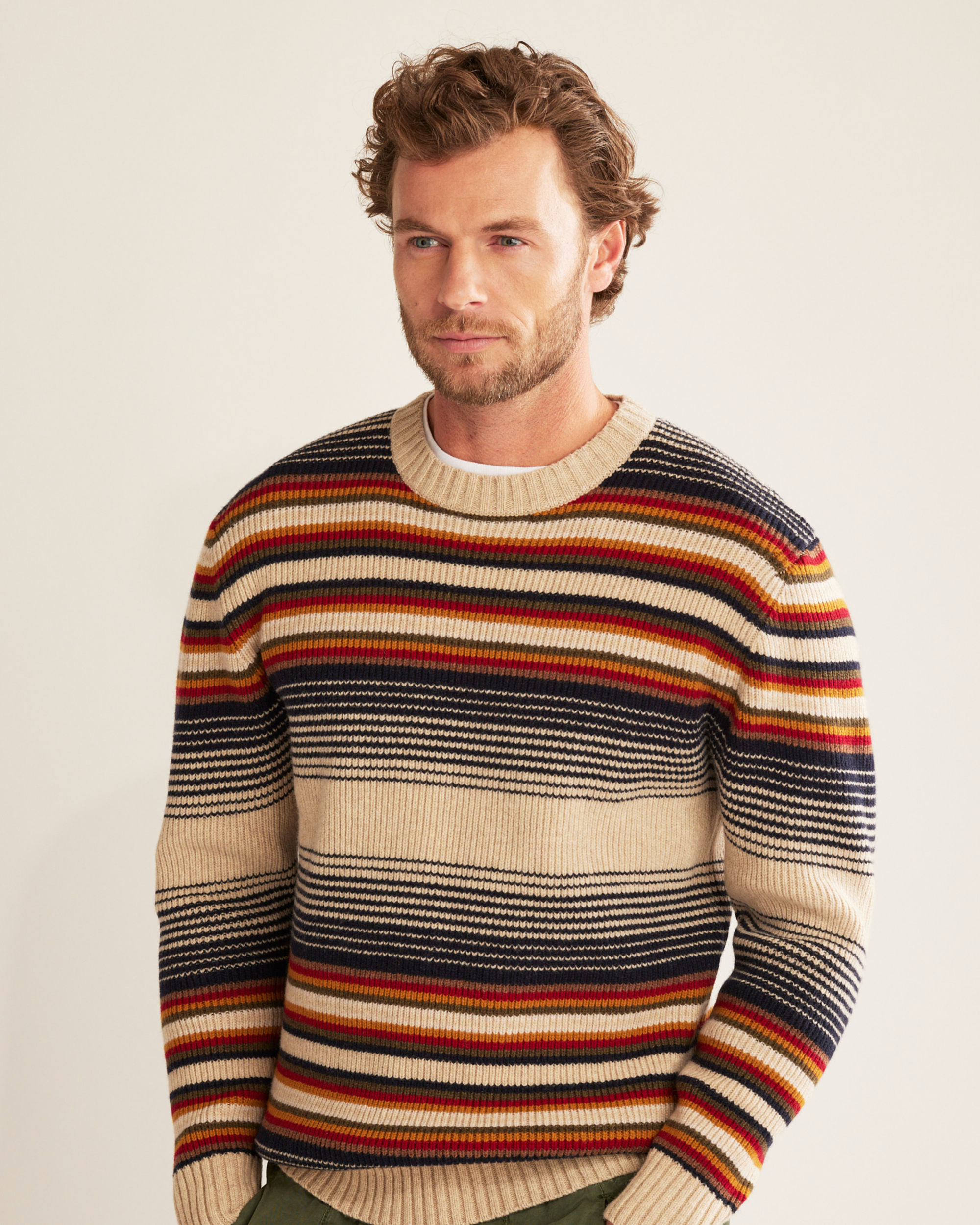 MEN'S MERINO STRIPE CREW SWEATER