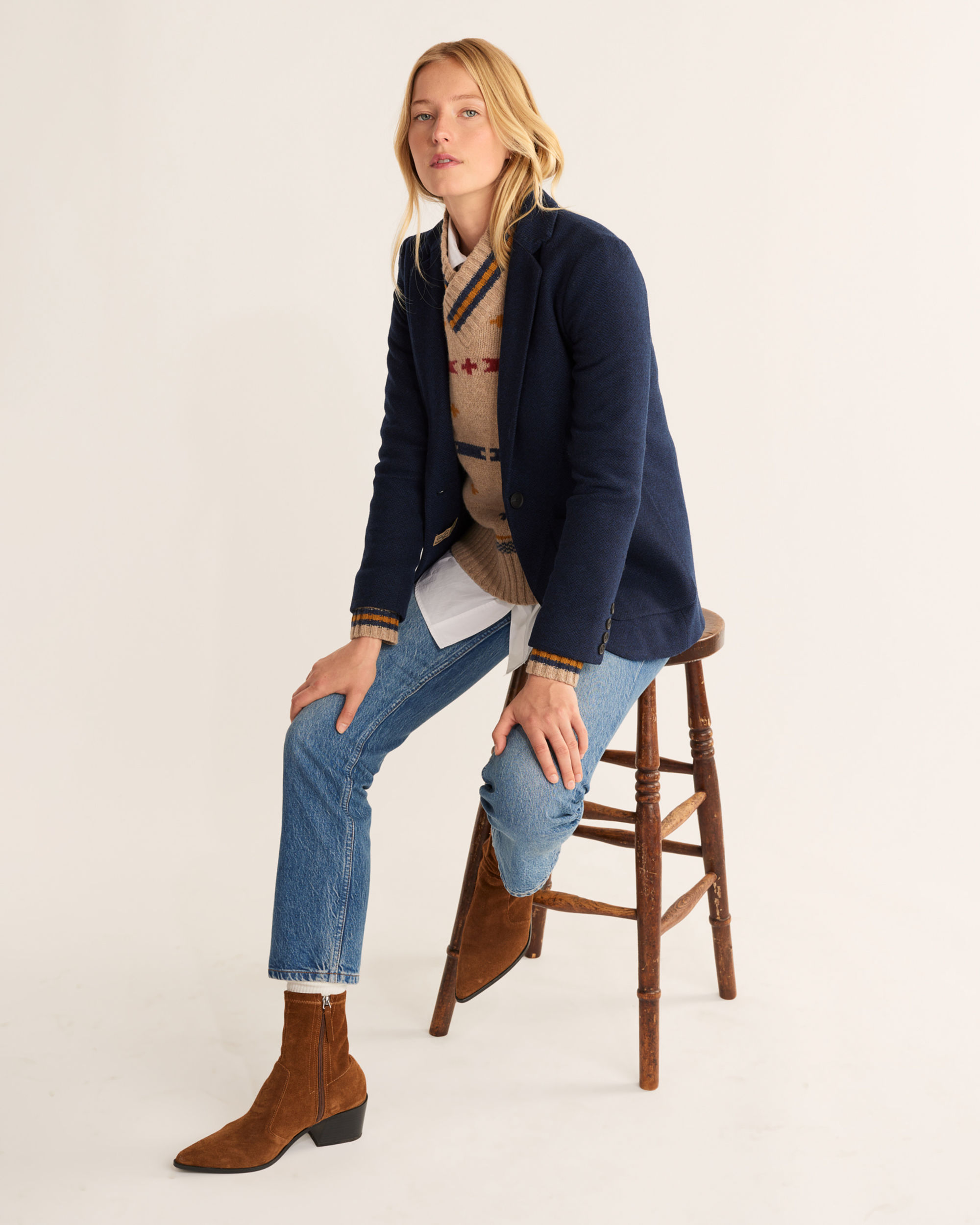 WOMEN'S DAVIS CHEVRON WOOL BLAZER
