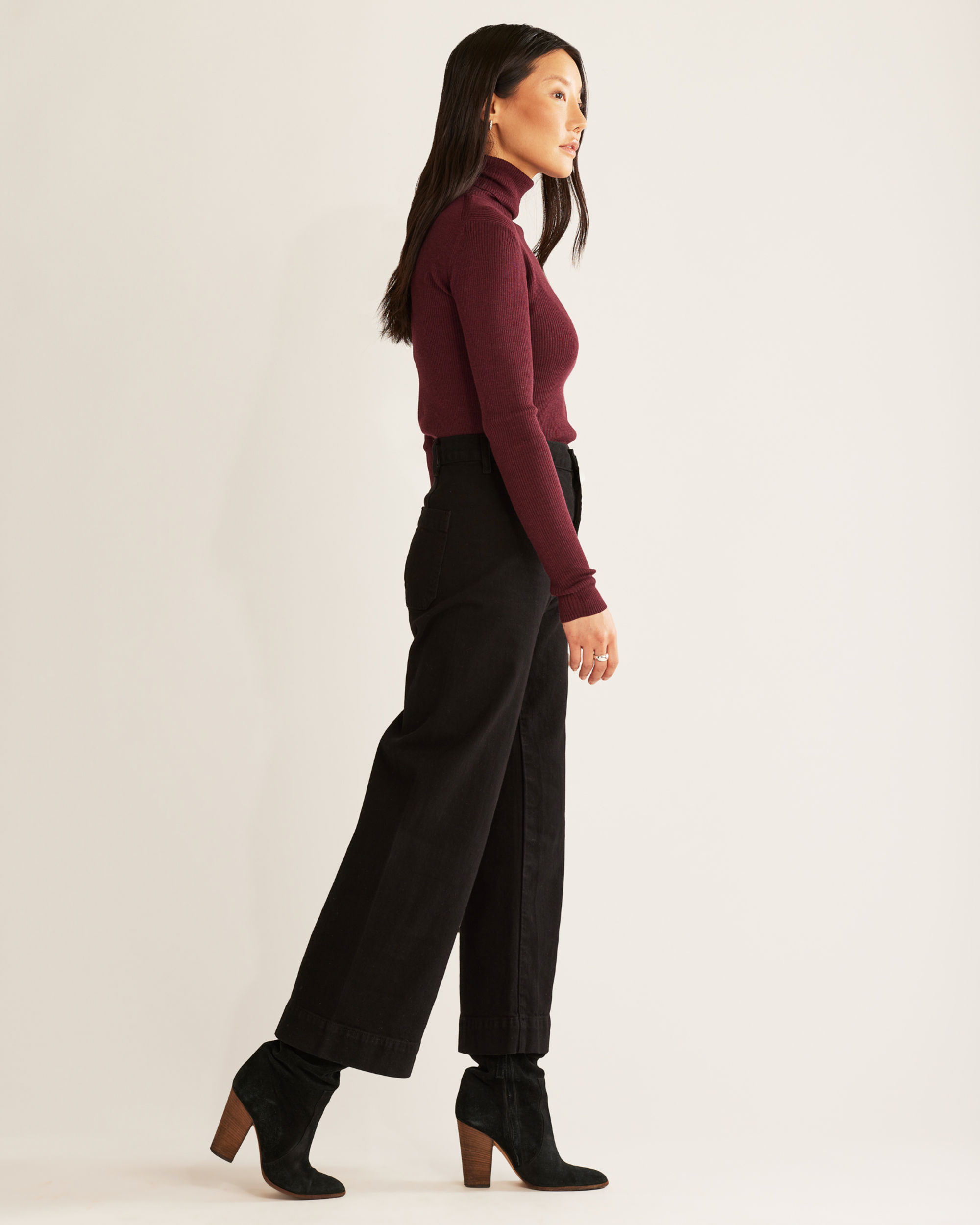 WOMEN'S RIB MERINO TURTLENECK